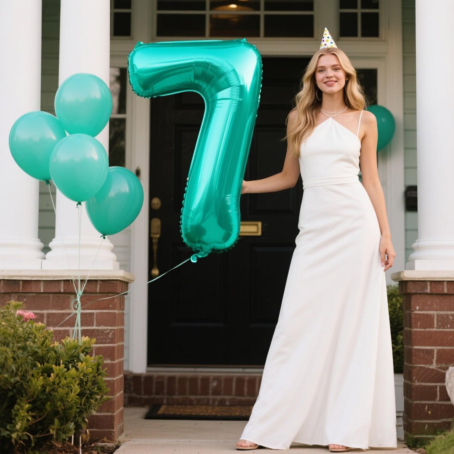 Kelfuoya 40-Inch Teal Number 7 Balloon — Jumbo Mylar Foil Birthday & Anniversary Decor