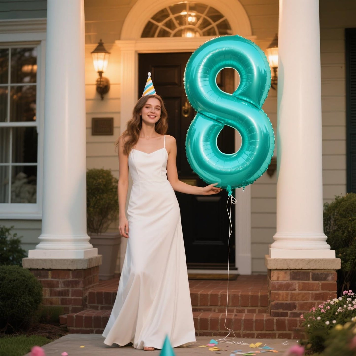 Kelfuoya 40 Inch Teal Number 8 Balloon – Giant Foil Birthday & Anniversary Decor