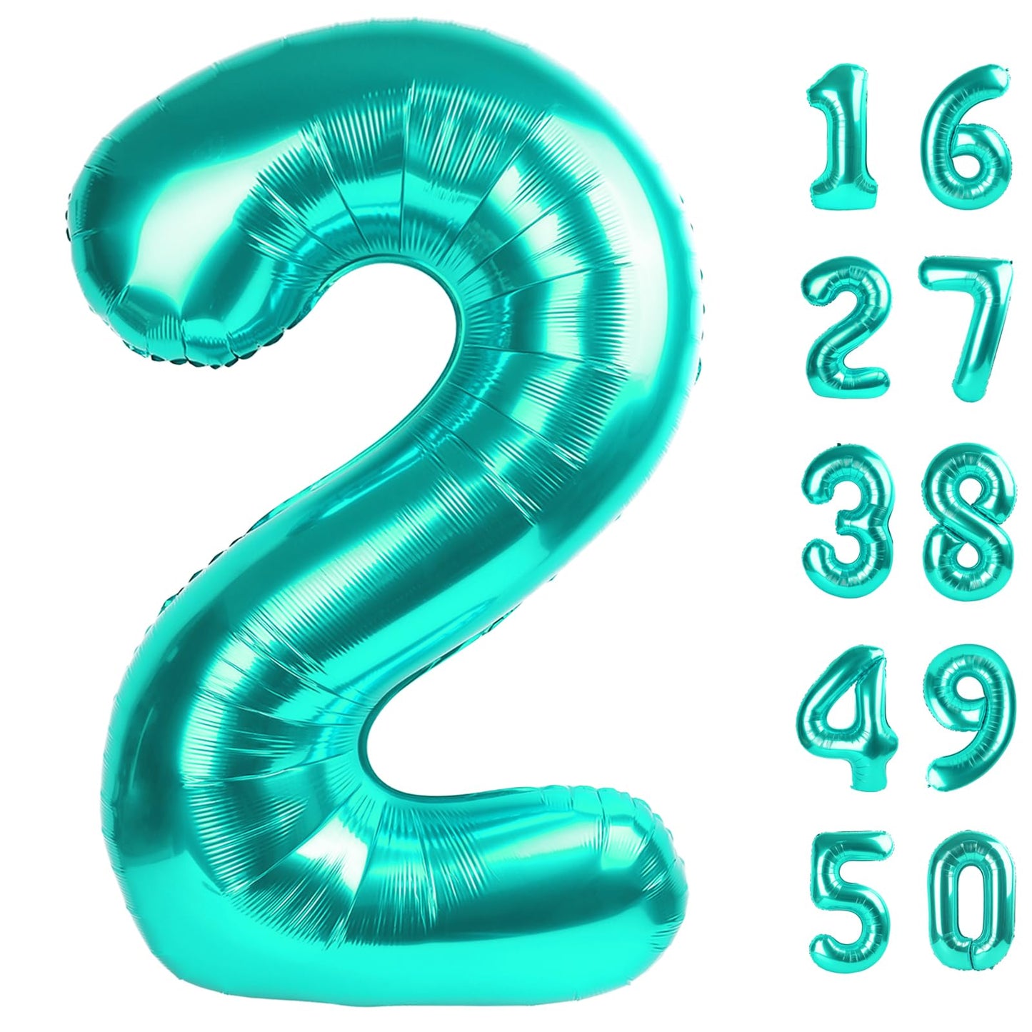 Kelfuoya 40 Inch Teal Number 2 Balloon – Giant Birthday & Anniversary Party Decor