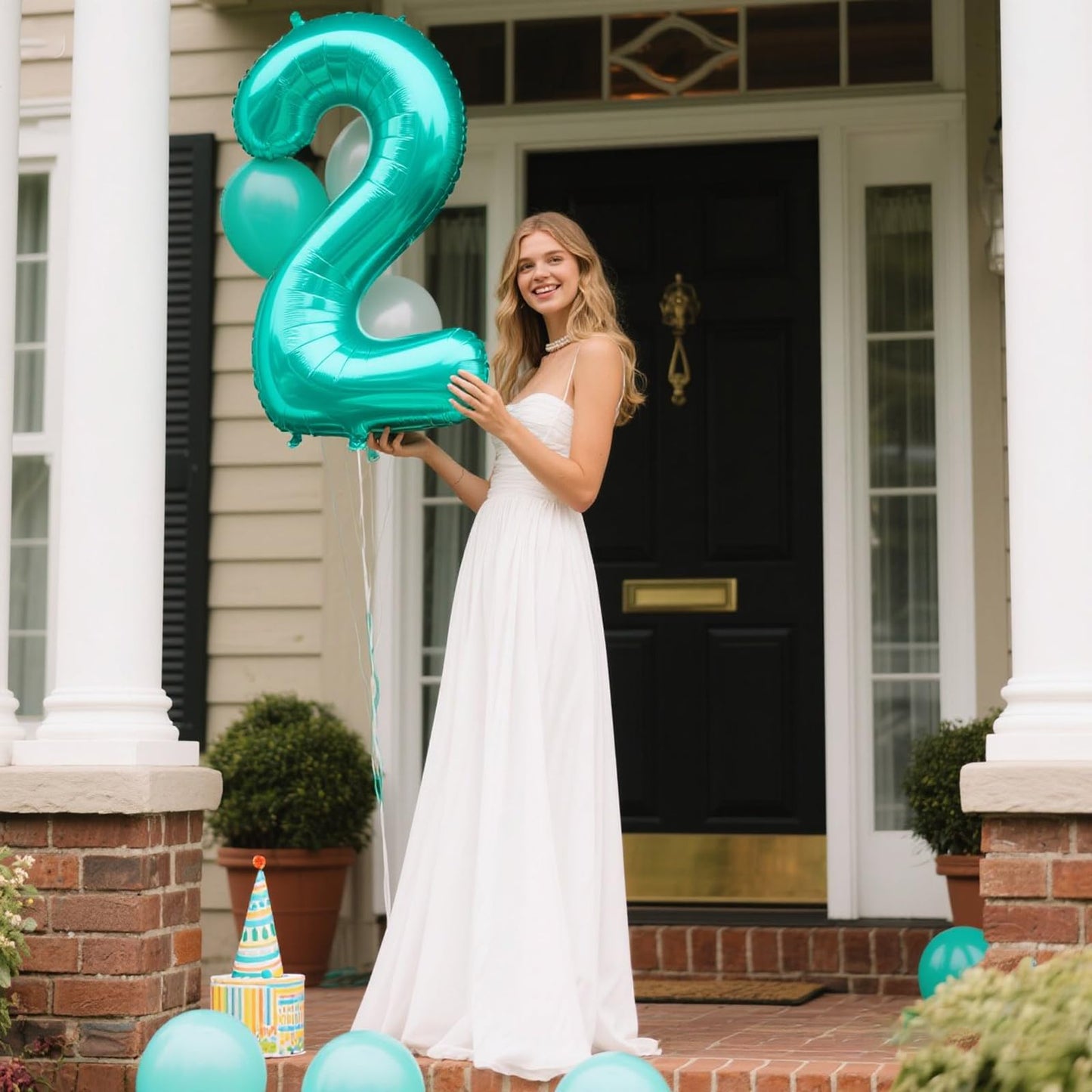 Kelfuoya 40 Inch Teal Number 2 Balloon – Giant Birthday & Anniversary Party Decor