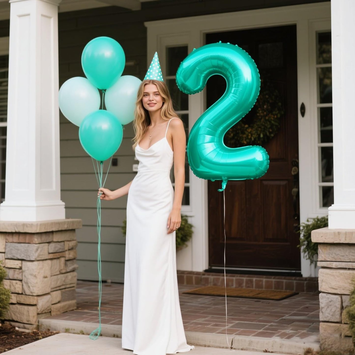 Kelfuoya 40 Inch Teal Number 2 Balloon – Giant Birthday & Anniversary Party Decor