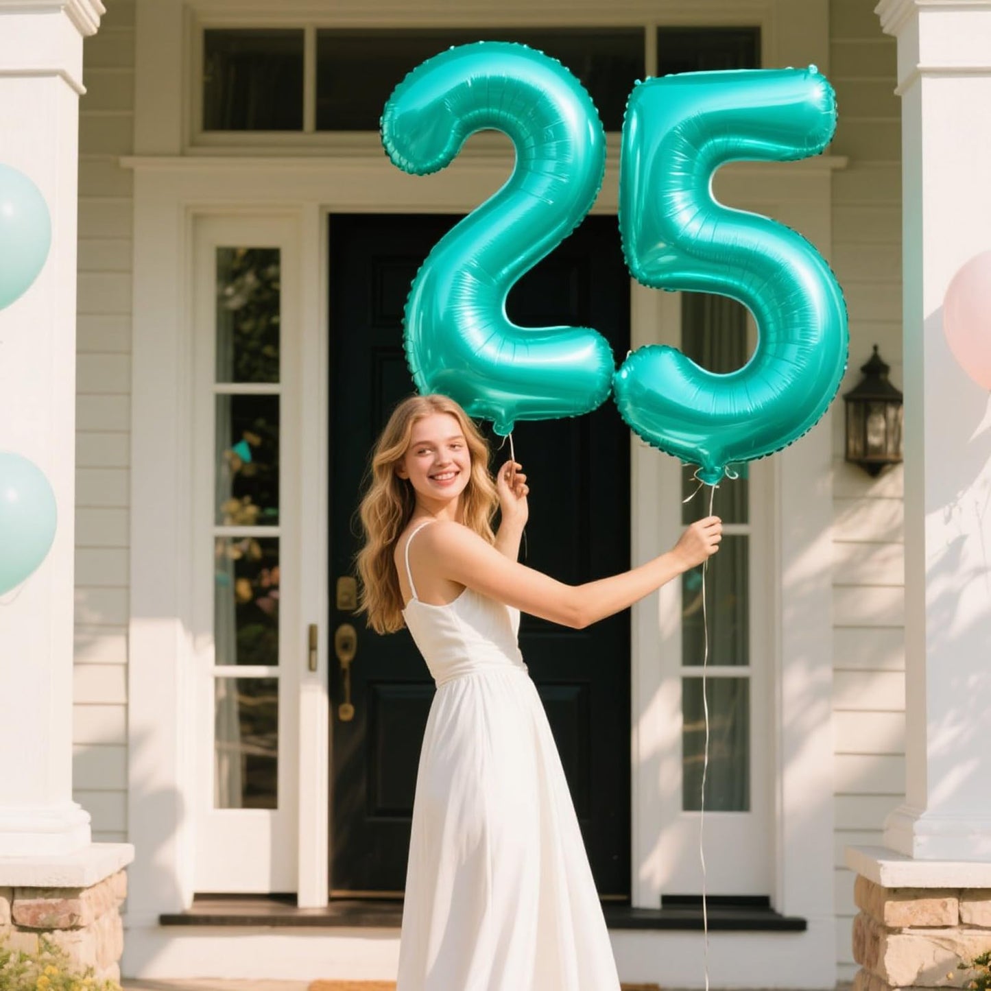 Kelfuoya 40 Inch Teal Number 5 Balloon – Jumbo Mylar Foil Balloon for 15th–65th Birthdays and Celebrations