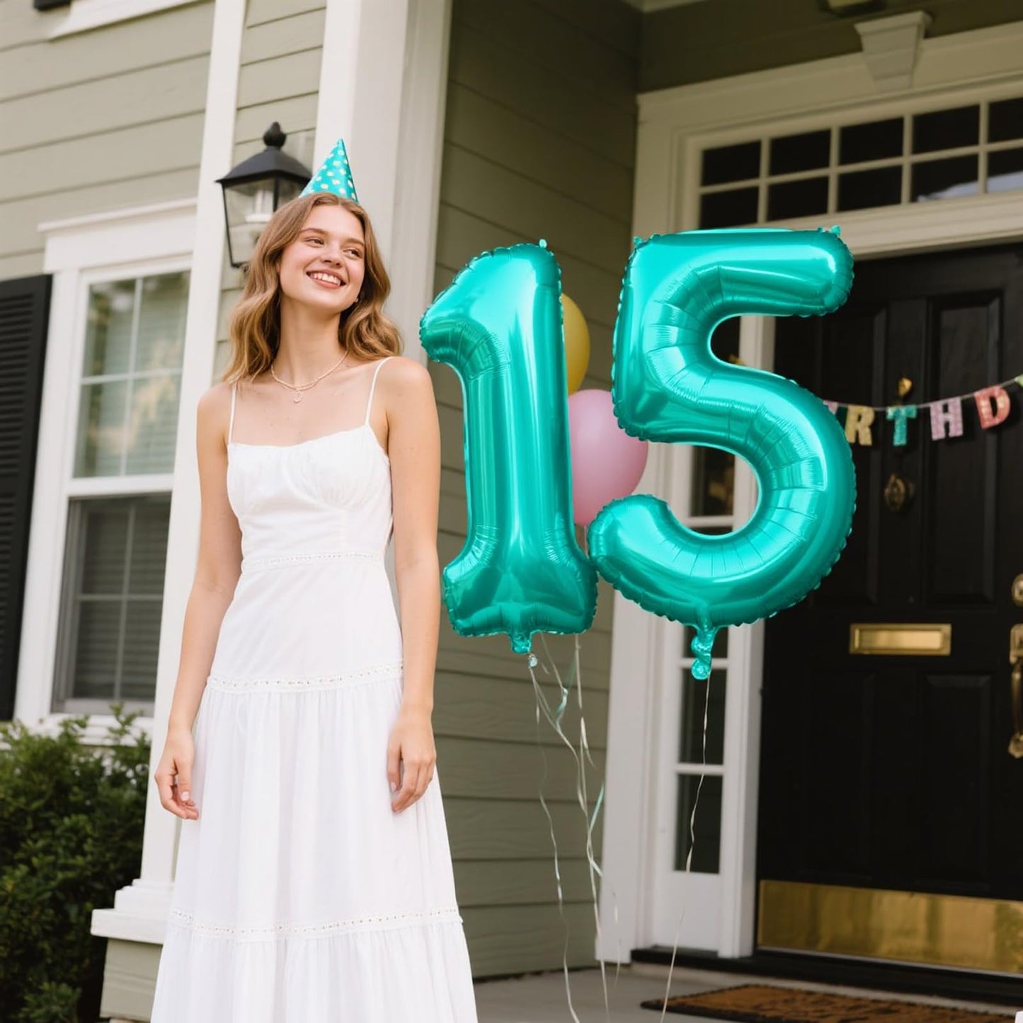 Kelfuoya 40 Inch Teal Number 5 Balloon – Jumbo Mylar Foil Balloon for 15th–65th Birthdays and Celebrations