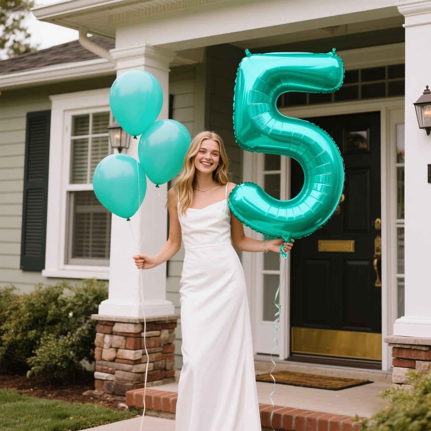 Kelfuoya 40 Inch Teal Number 5 Balloon – Jumbo Mylar Foil Balloon for 15th–65th Birthdays and Celebrations