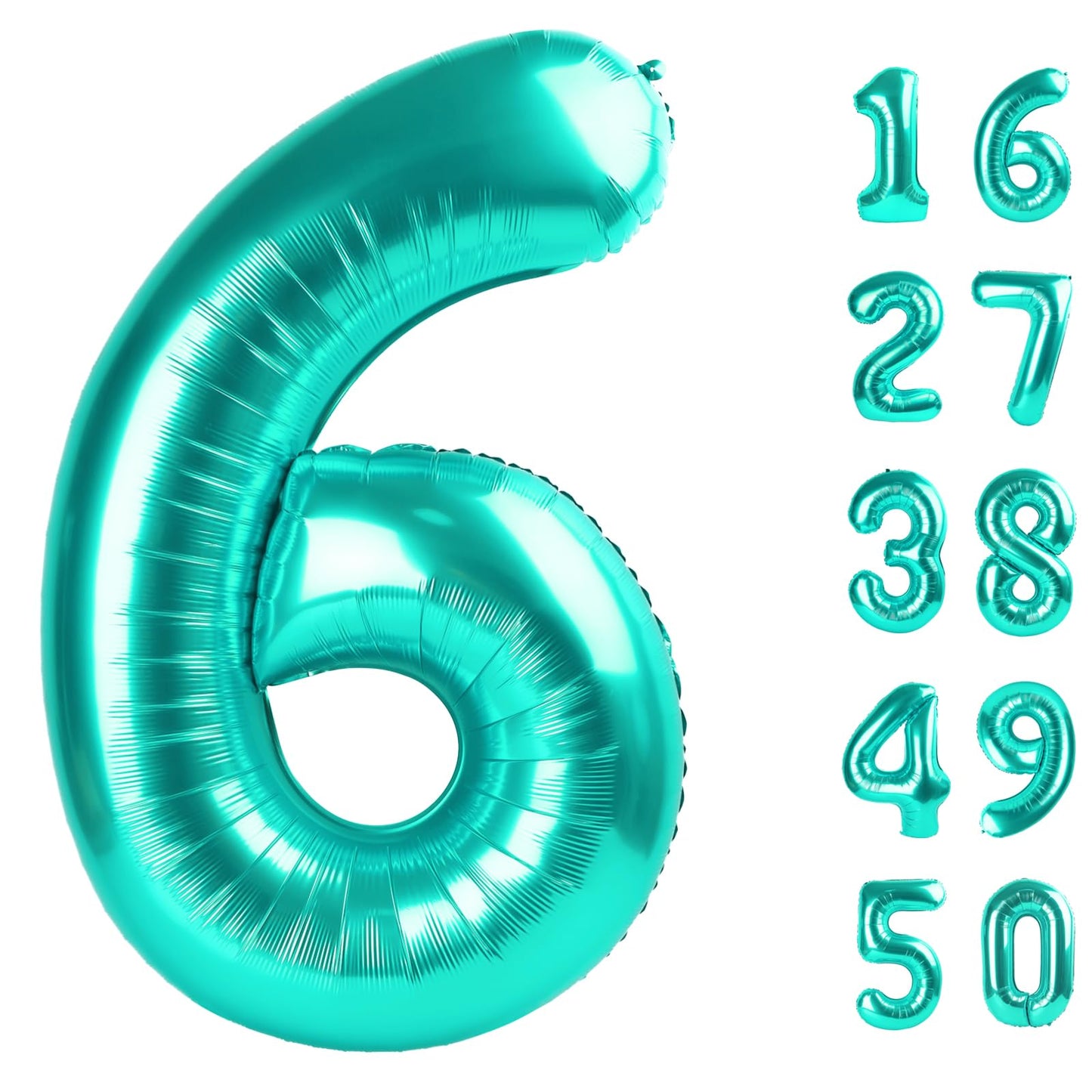 Kelfuoya 40-Inch Teal Number 6 Foil Balloon – Jumbo Mylar Birthday & Anniversary Decor