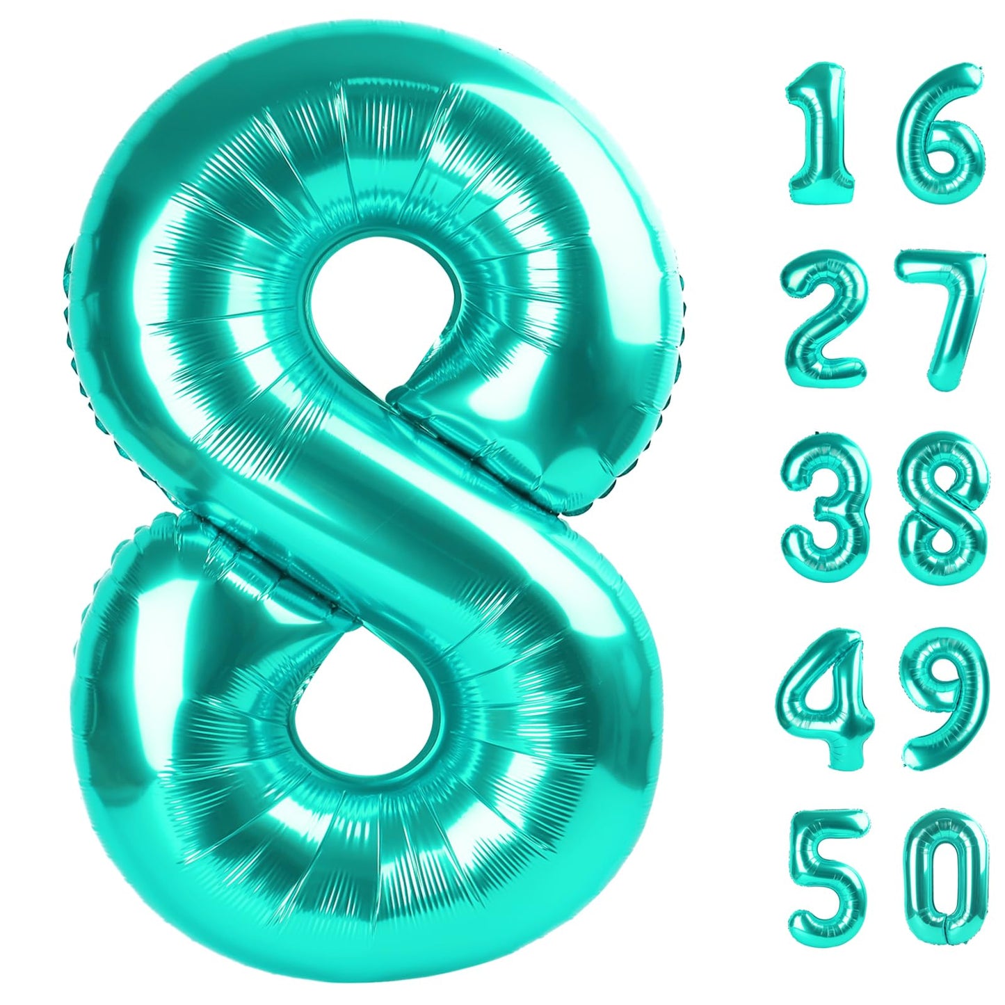 Kelfuoya 40 Inch Teal Number 8 Balloon – Giant Foil Birthday & Anniversary Decor