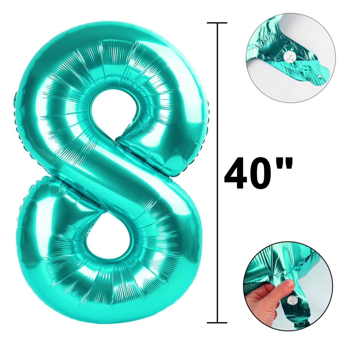 Kelfuoya 40 Inch Teal Number 8 Balloon – Giant Foil Birthday & Anniversary Decor
