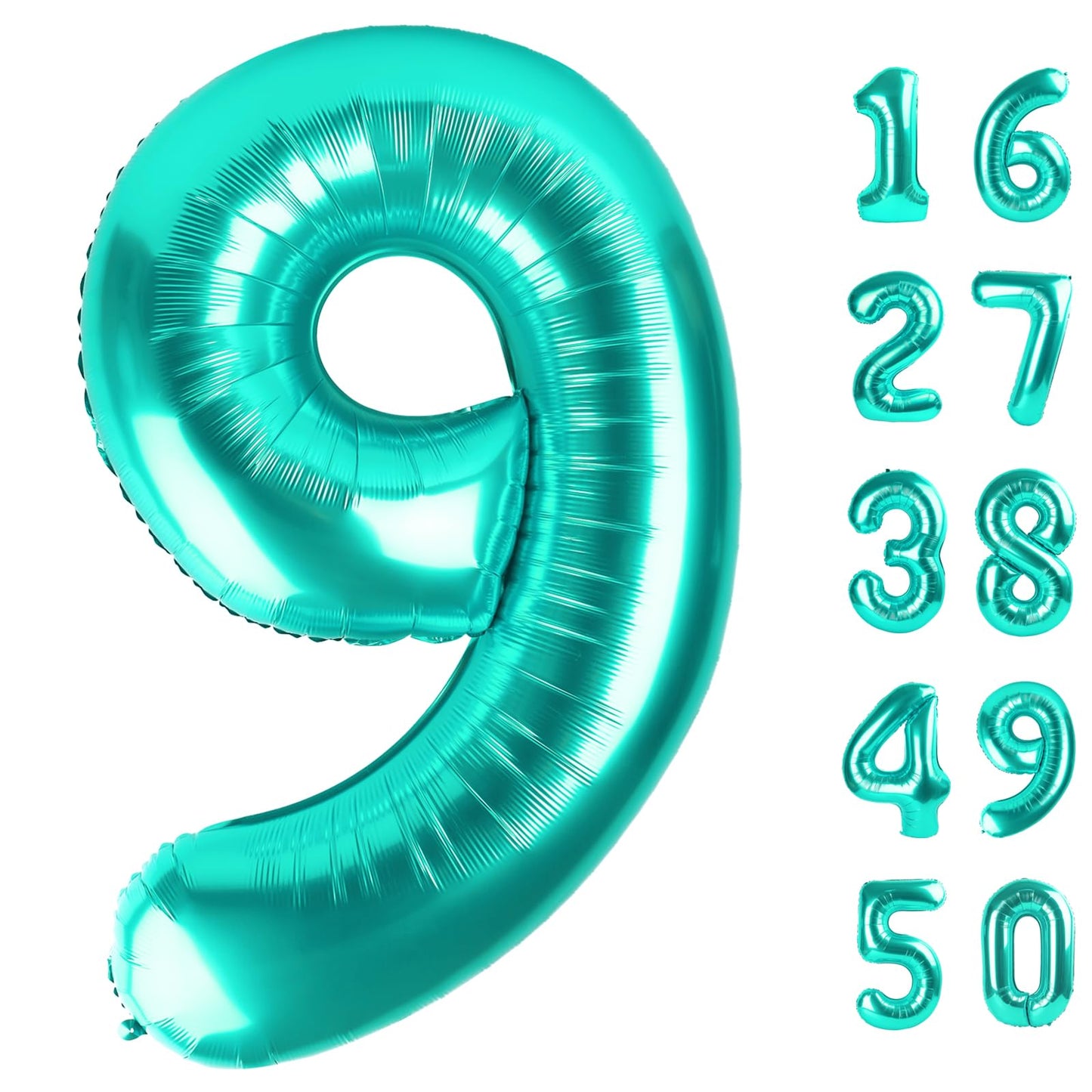 Kelfuoya 40-Inch Teal Number 9 Balloon – Jumbo Mylar Helium Balloon for Birthdays & Anniversaries