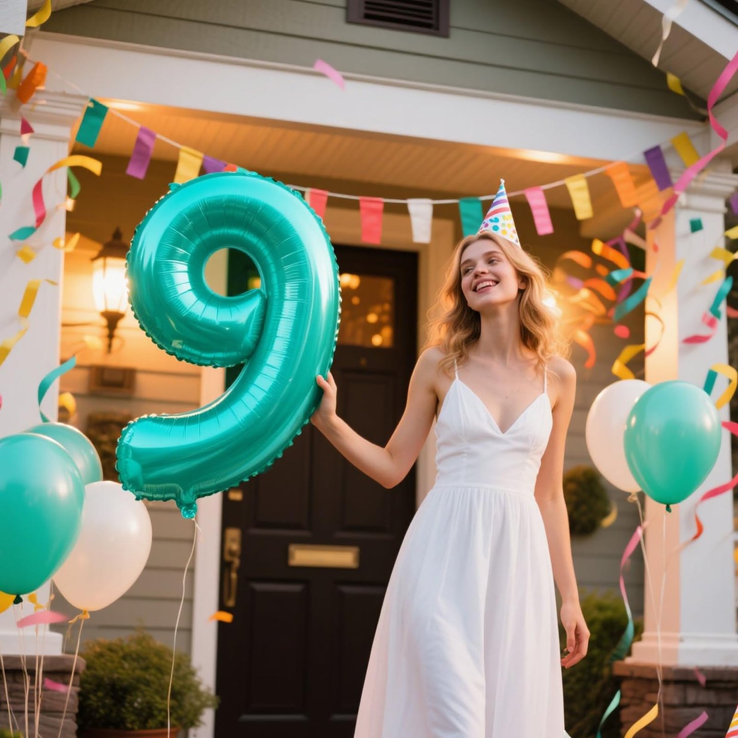 Kelfuoya 40-Inch Teal Number 9 Balloon – Jumbo Mylar Helium Balloon for Birthdays & Anniversaries