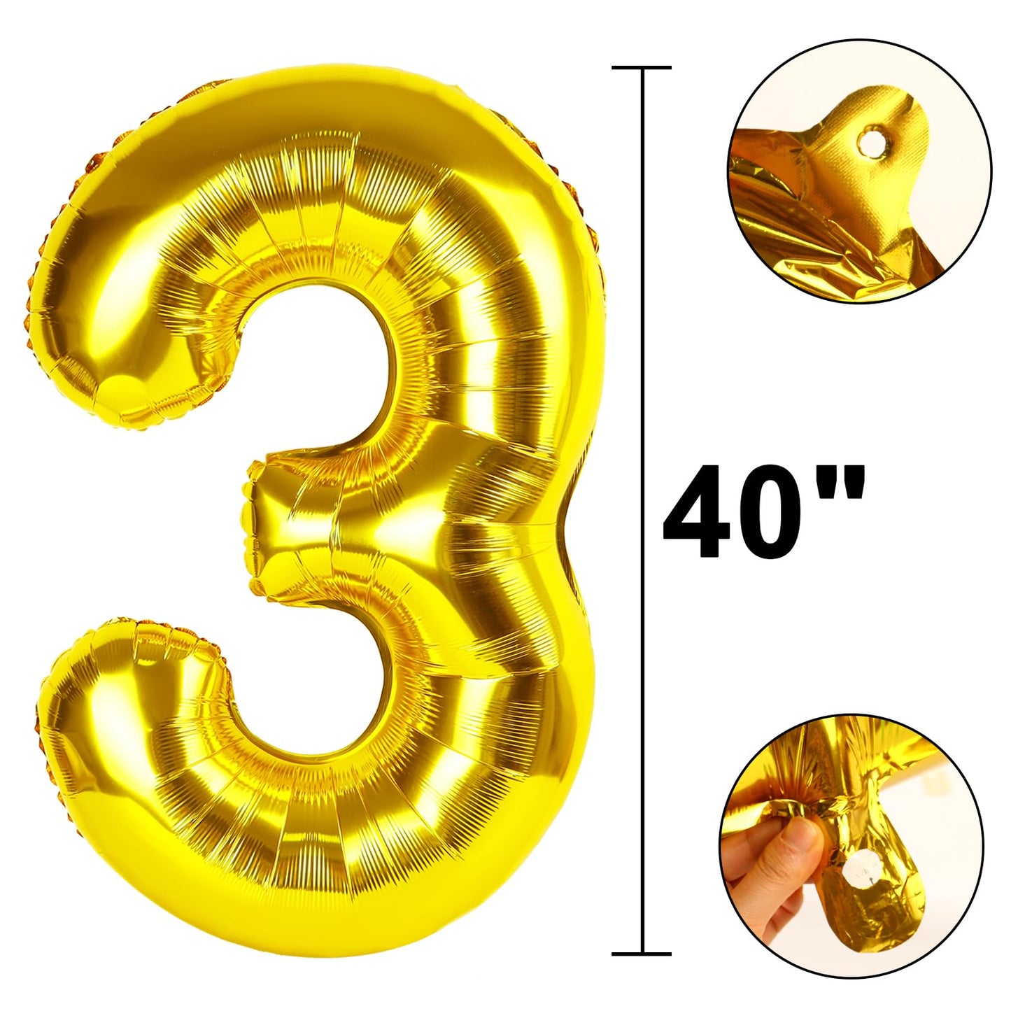 Kelfuoya 40 Inch Gold Number 30 Balloon - Jumbo Mylar Foil Balloon for 30th Birthday, Wedding & Anniversary Parties