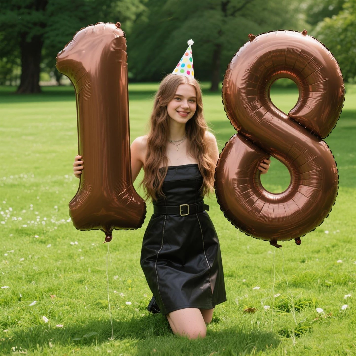 Kelfuoya 40 Inch Dark Brown Number 18 Balloon – Jumbo Mylar Foil Birthday & Anniversary Decor