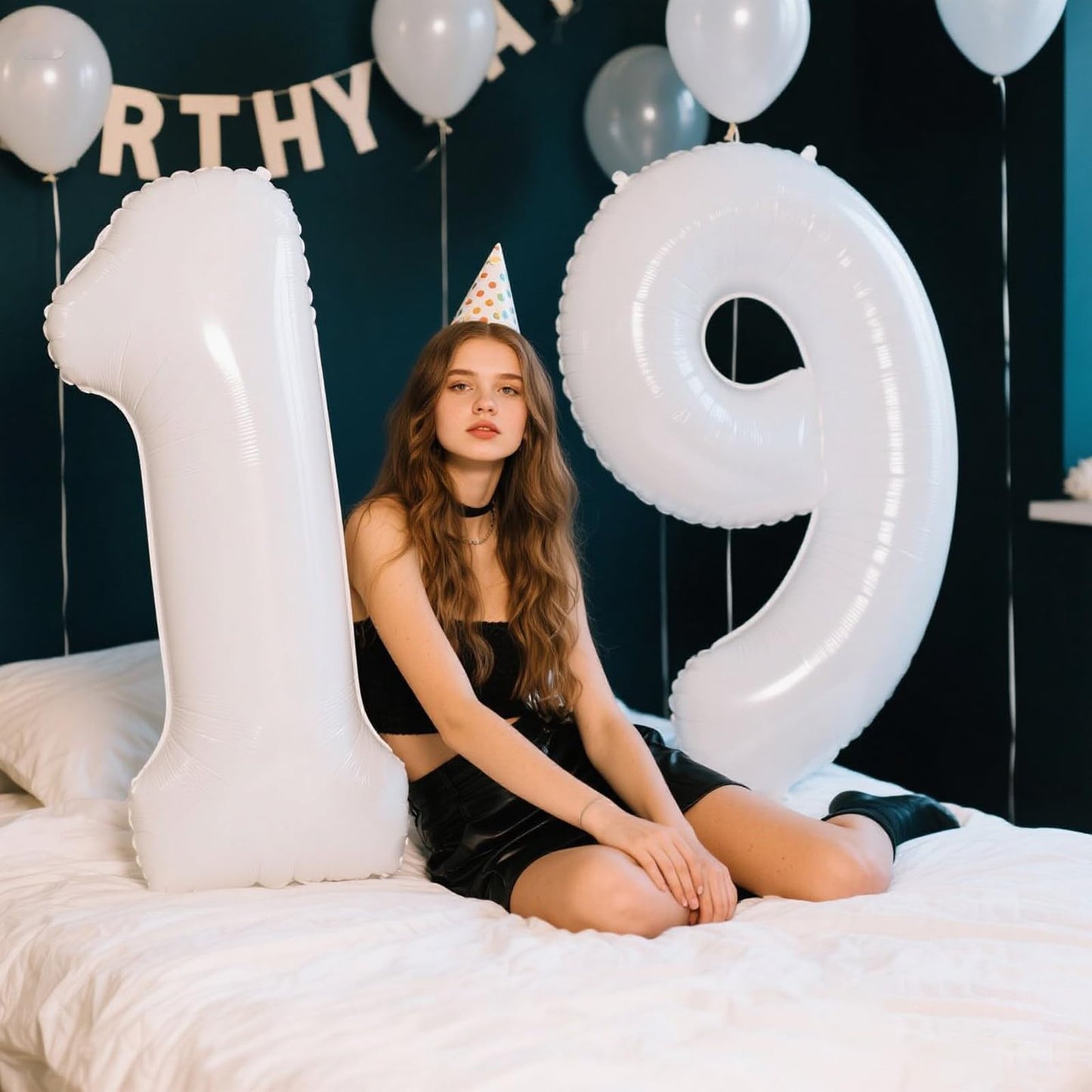 Kelfuoya 40-Inch White 9th Balloon — Giant Translucent Number for Birthday & Wedding Decor