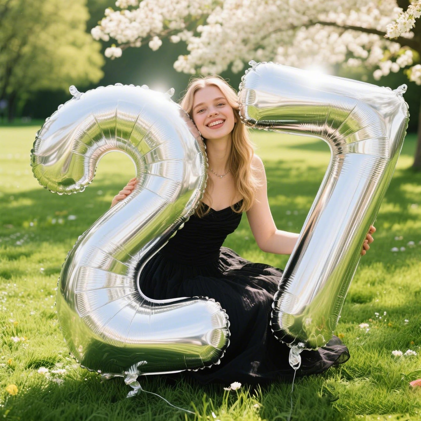 Kelfuoya 40-Inch Silver Number 7 Balloon – Giant Mylar Foil Balloon for Birthdays & Anniversaries