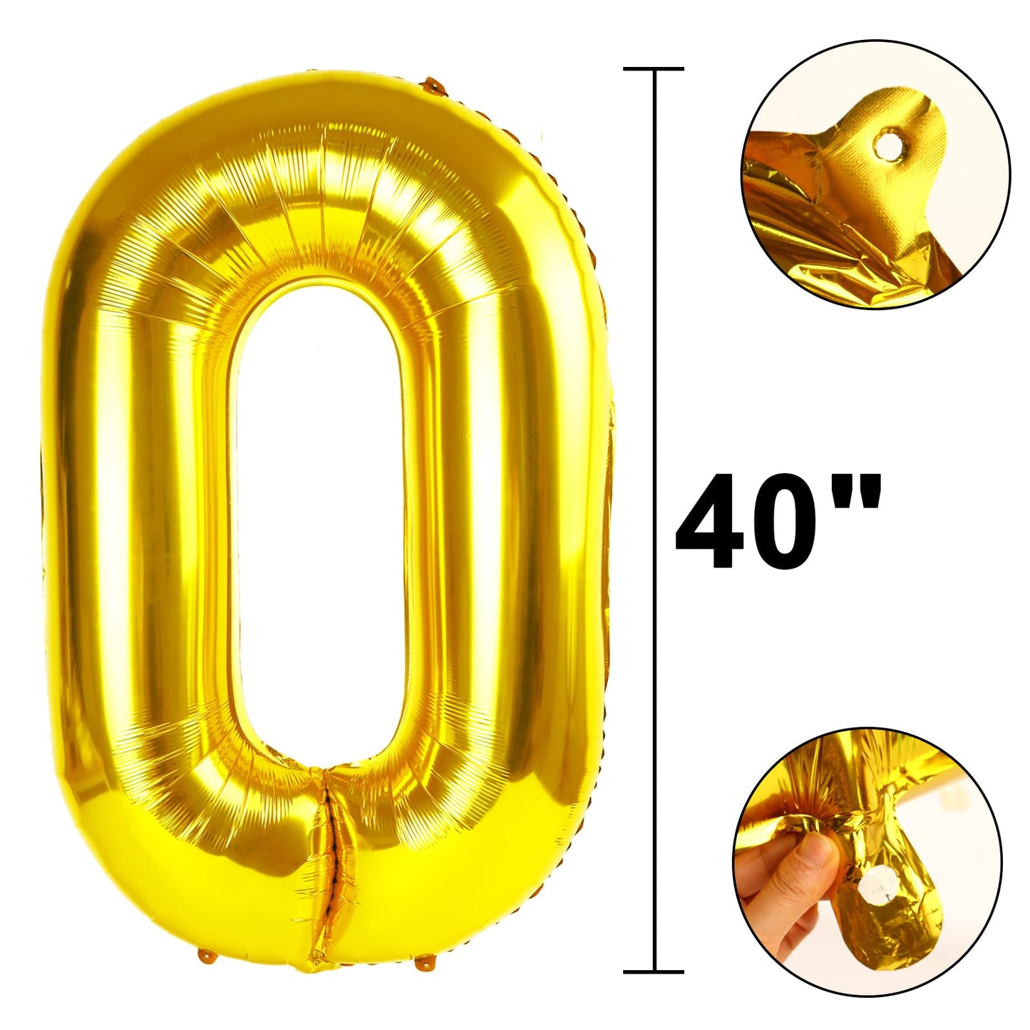 Kelfuoya 40 Inch Gold Number 30 Balloon - Jumbo Mylar Foil Balloon for 30th Birthday, Wedding & Anniversary Parties