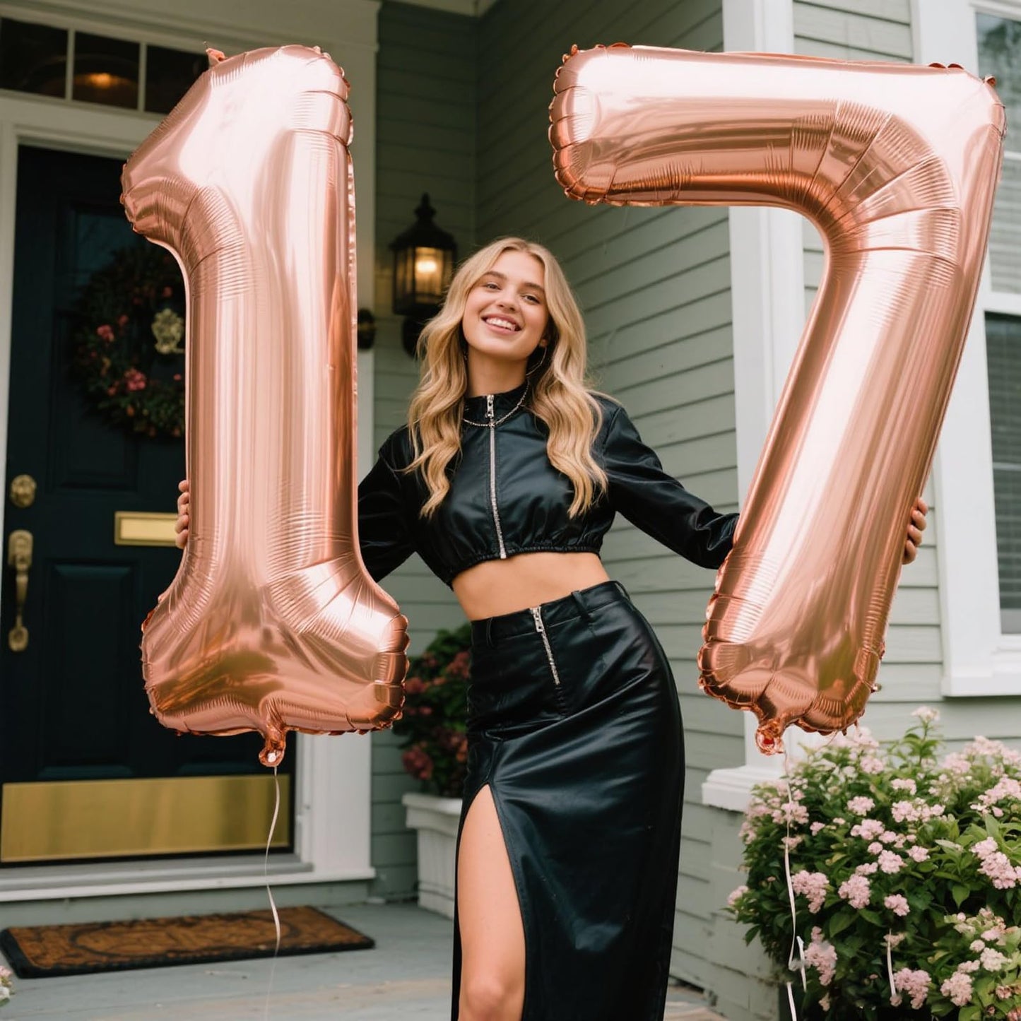 Kelfuoya Rose Gold 40-Inch Number 7 Foil Mylar Balloon - Giant Party Balloon for Birthday & Anniversary