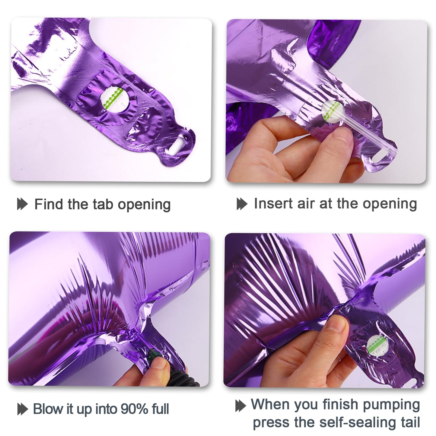 Kelfuoya 40 Inch Purple Number 4 Foil Balloon | Giant Mylar Balloon for Birthdays & Anniversaries