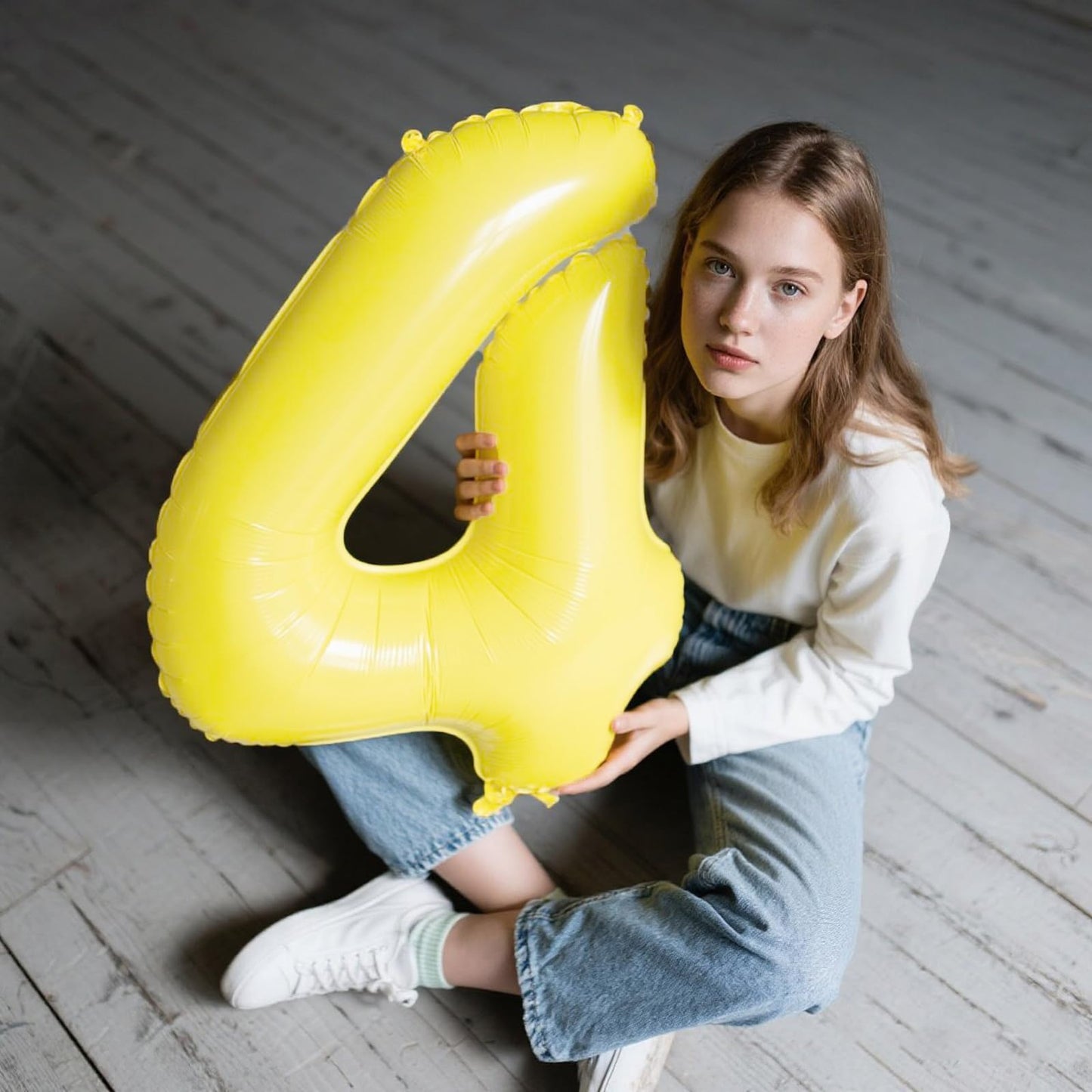 Kelfuoya 40-Inch Macaron Yellow Number 4 Foil Balloon – Giant Birthday & Anniversary Party Decor