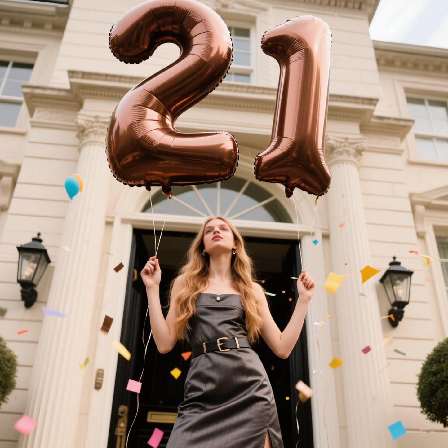 Kelfuoya 40-Inch Dark Brown Number 21 Foil Balloon | 21st Birthday & Anniversary Party Decor
