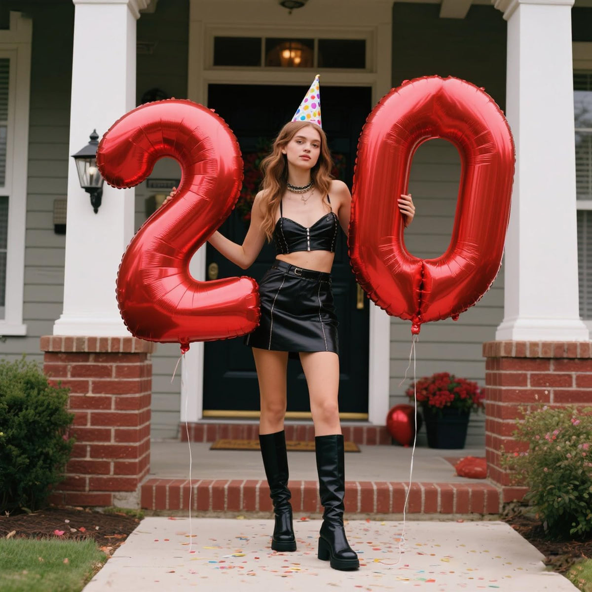 Kelfuoya 40-Inch Red Number 20 Balloon | Jumbo Mylar Foil Balloons for Birthday & Anniversary Party Decor