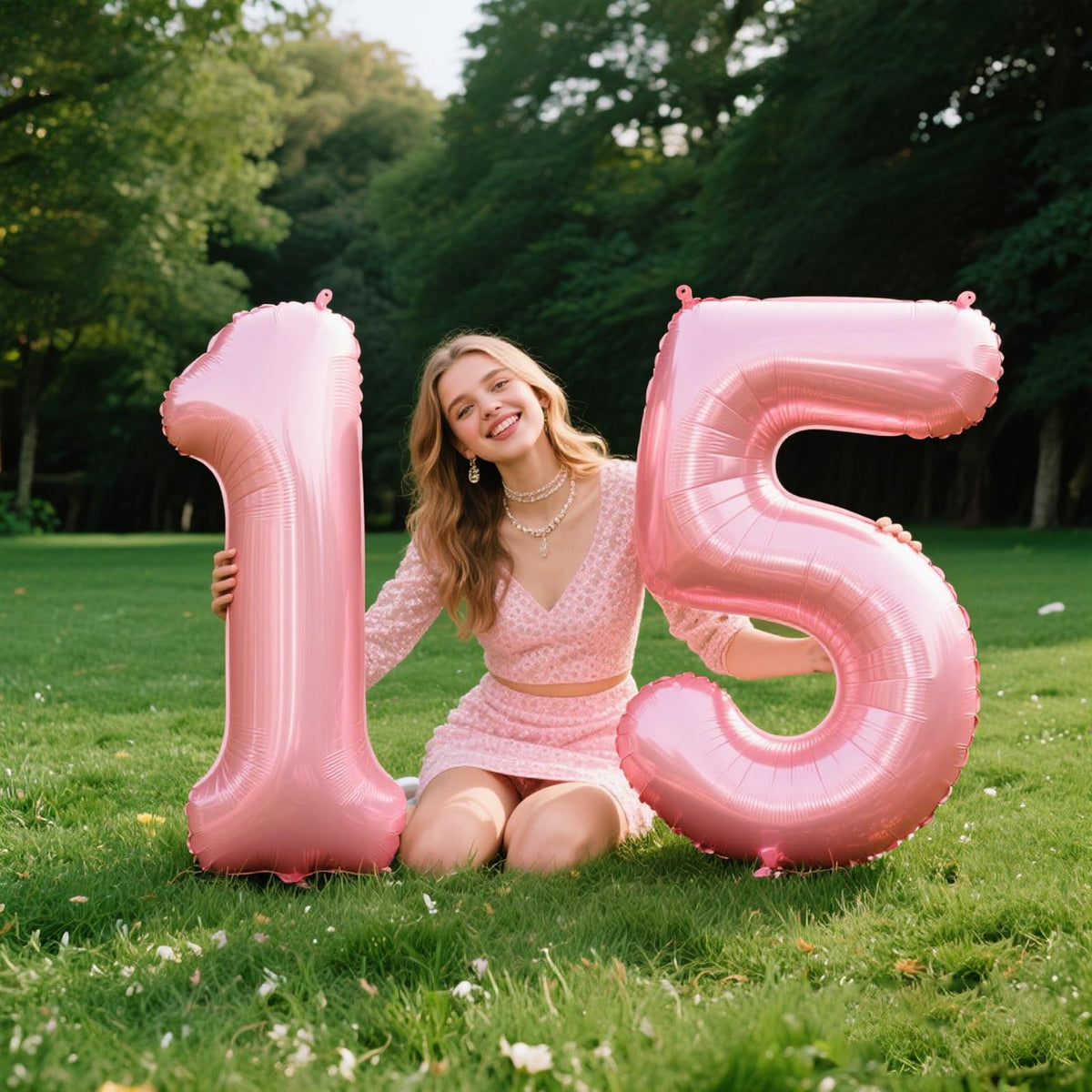 Kelfuoya 40in Pearlescent Pink Number 15 Balloon – 15th Birthday Decor