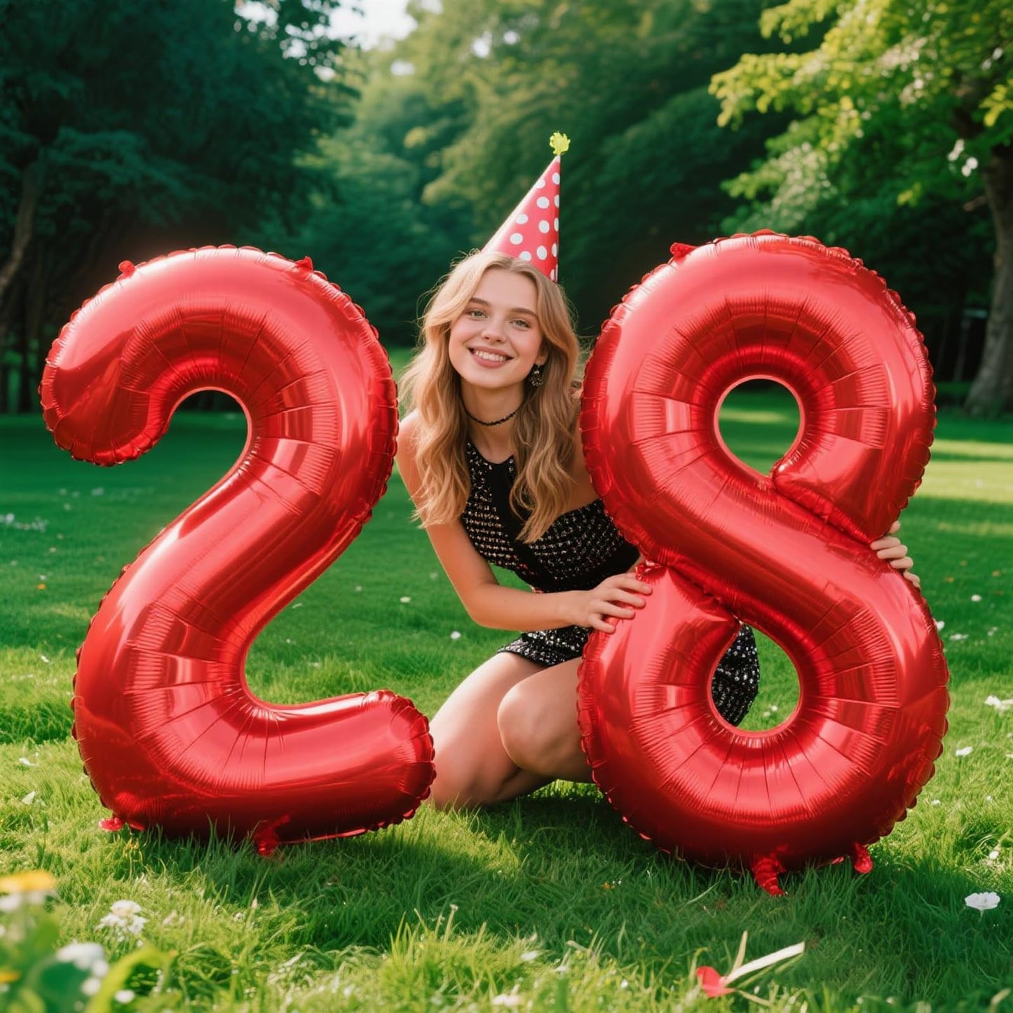 Kelfuoya 40 Inch Red Number 28 Balloon – Jumbo Mylar Digital Balloon for Birthday & Anniversary