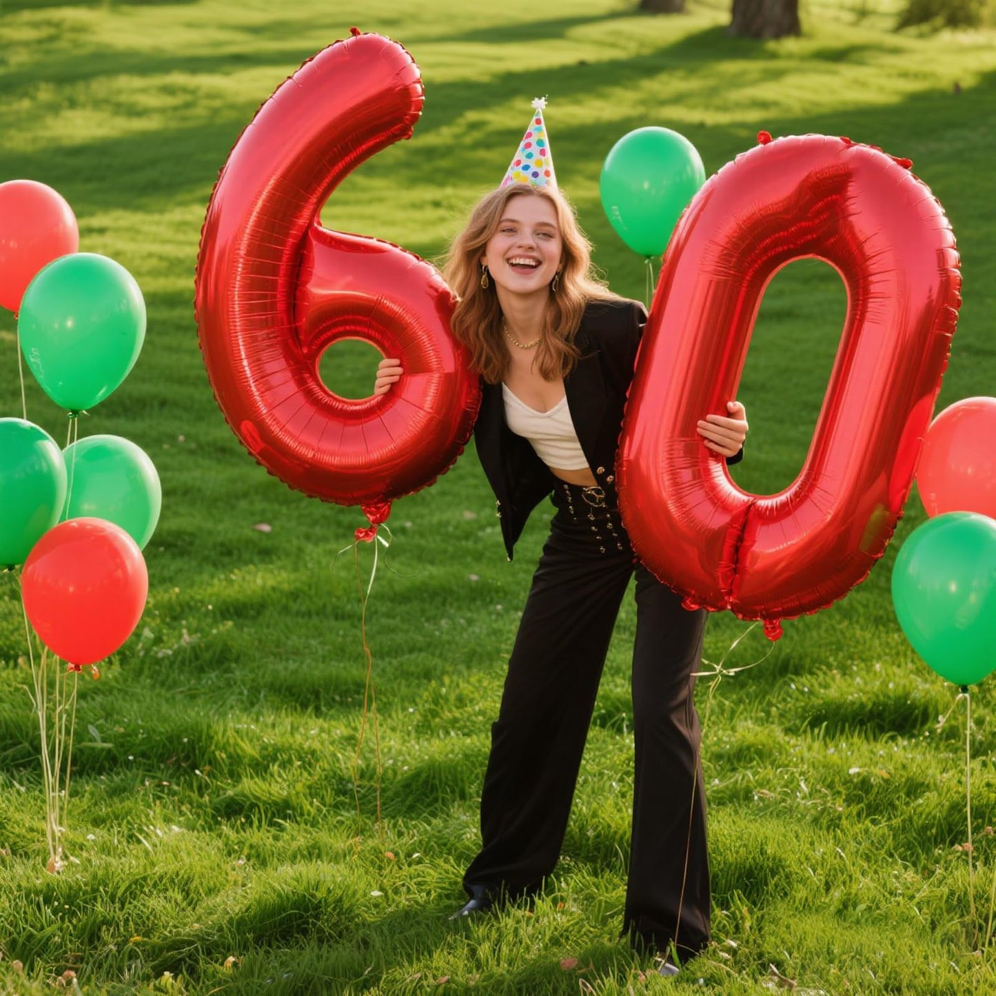 Kelfuoya 40in Red Number 60 Digital Balloon – Jumbo Mylar Balloon for 60th Birthday & Anniversary