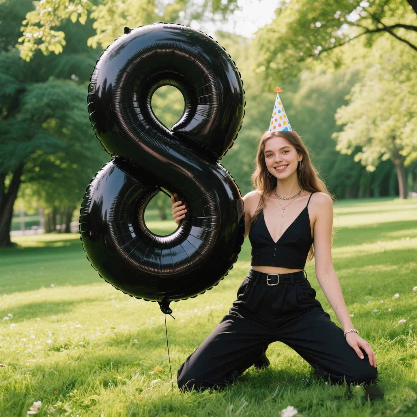 40-Inch Black Number 8 Foil Balloon | Large Mylar Party Balloon for 18th Birthday & 80th Anniversary – Kelfuoya