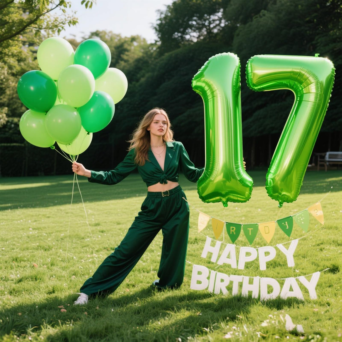 Kelfuoya 40 Inch Light Green Number 7 Jumbo Mylar Foil Balloon – First Birthday, Wedding & Anniversary Party Decor
