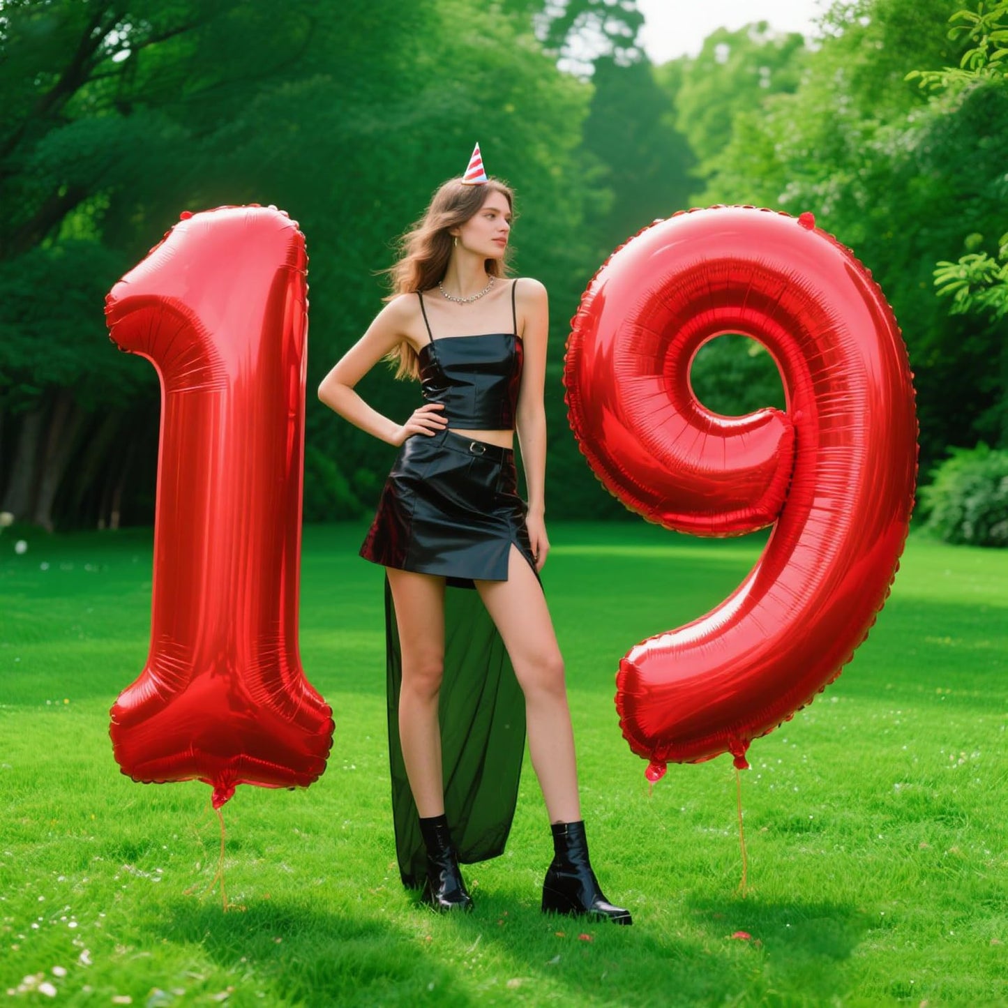 Kelfuoya 40-Inch Red Number 19 Balloon – Jumbo Mylar Foil Balloon for Birthday and Anniversary Party Decor