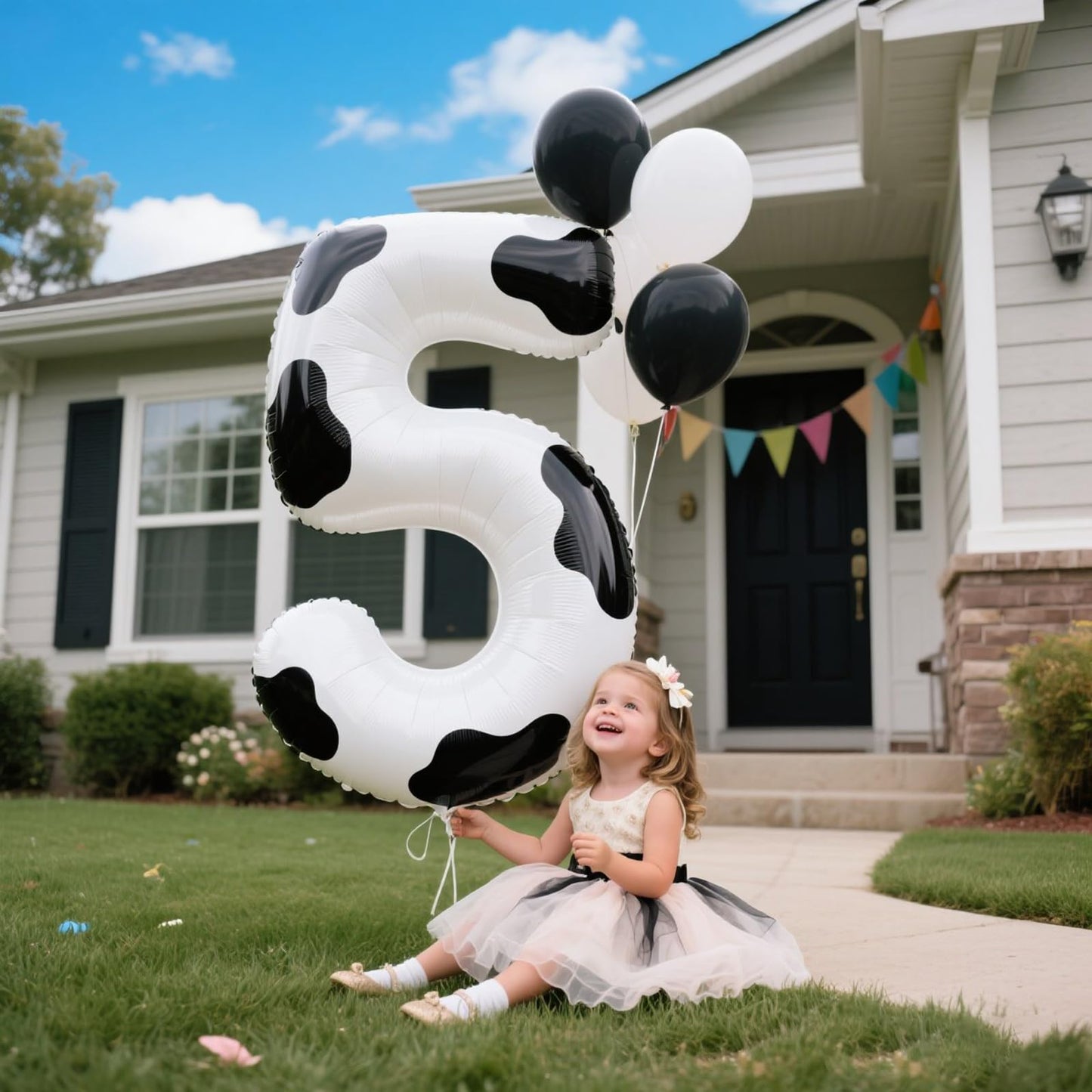 Kelfuoya 40-Inch Cow Print Number 5 Balloon – Jumbo Mylar Foil Birthday Party Decoration