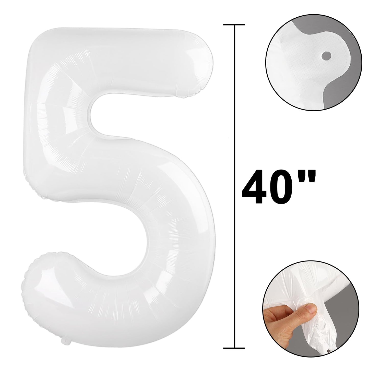Kelfuoya 40-Inch White Number 25 Digital Balloon – Jumbo Mylar Foil Birthday & Anniversary Balloon