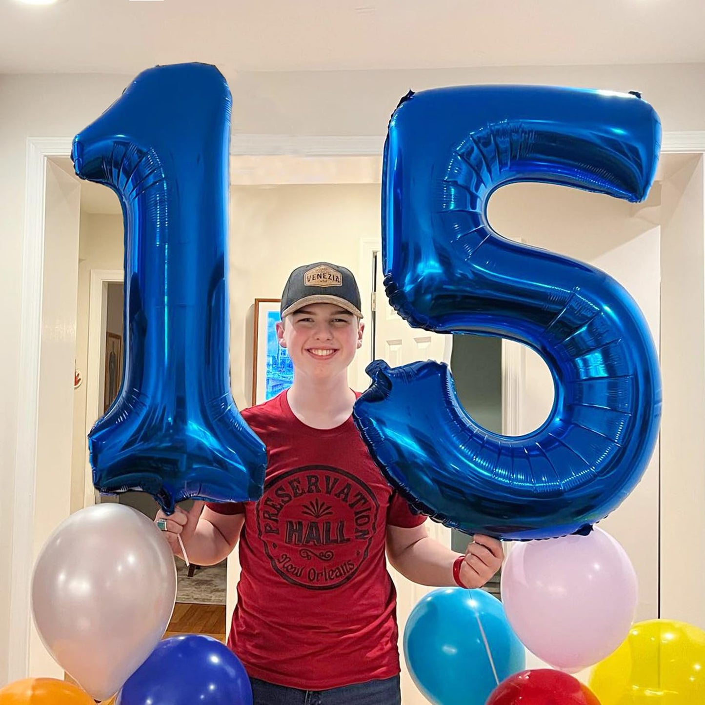 Kelfuoya 40-Inch Navy Blue 15 Number Balloon – Jumbo Mylar Foil Helium Balloon
