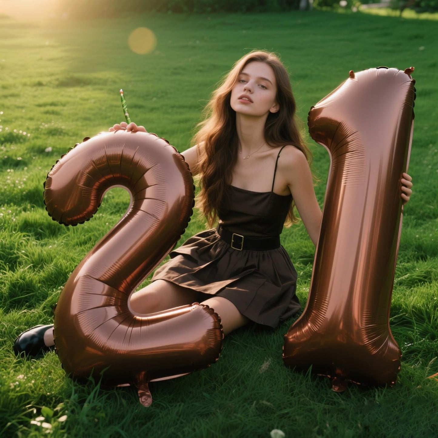Kelfuoya 40-Inch Dark Brown Number 21 Foil Balloon | 21st Birthday & Anniversary Party Decor