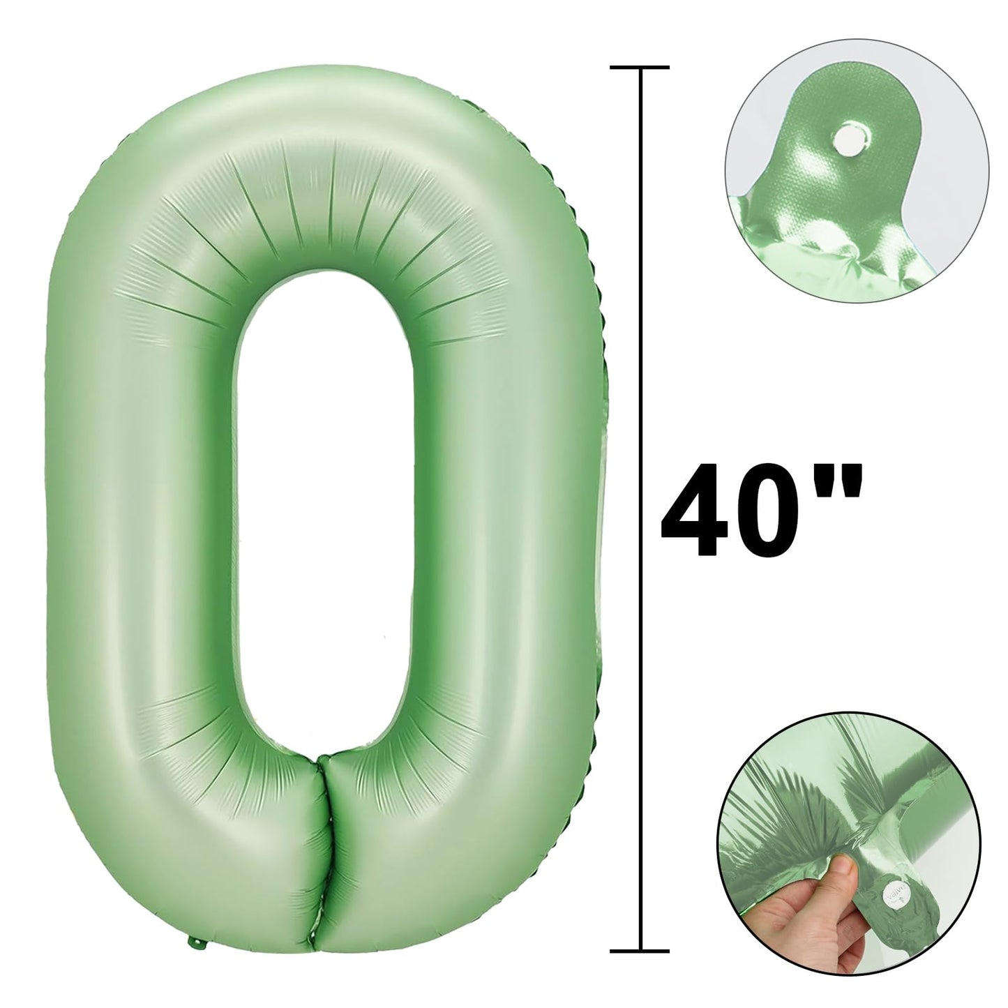 Kelfuoya 40-Inch Olive Green Number 0 Balloon — Jumbo Mylar Foil Helium Balloon for Birthdays & Anniversaries