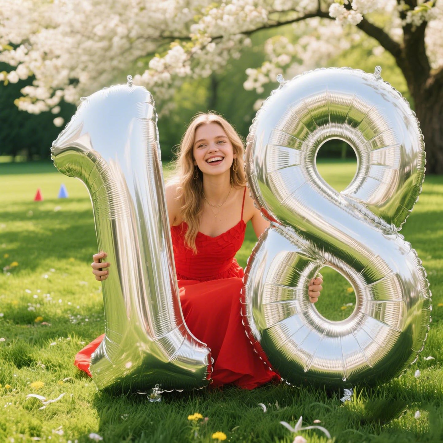 Kelfuoya 40 Inch Silver Number 18 Digital Balloon - Jumbo Mylar Foil Balloon for Birthday & Anniversary Parties
