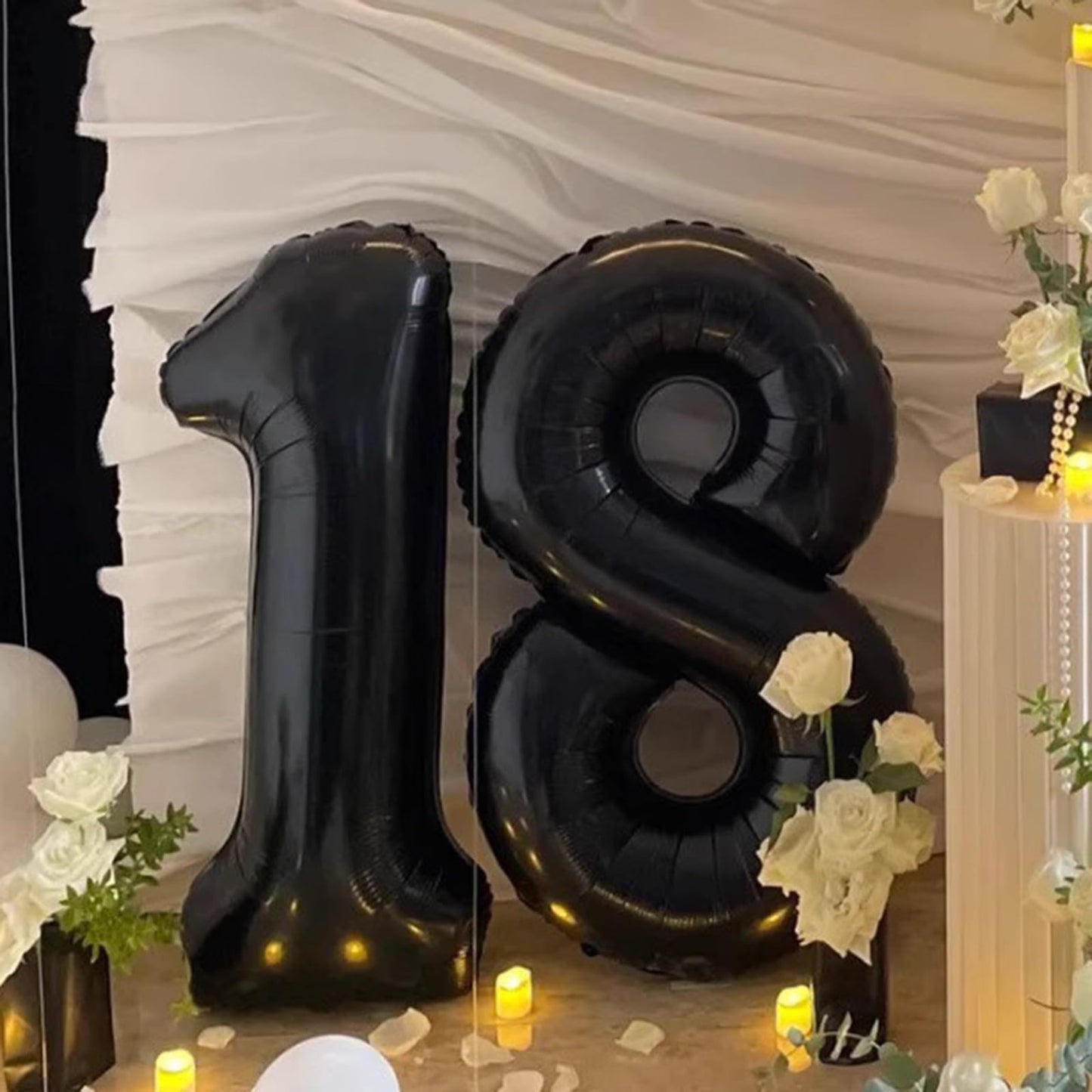Kelfuoya 40-Inch Black Number 38 Digital Balloon – Gold Mylar Birthday & Anniversary Decor