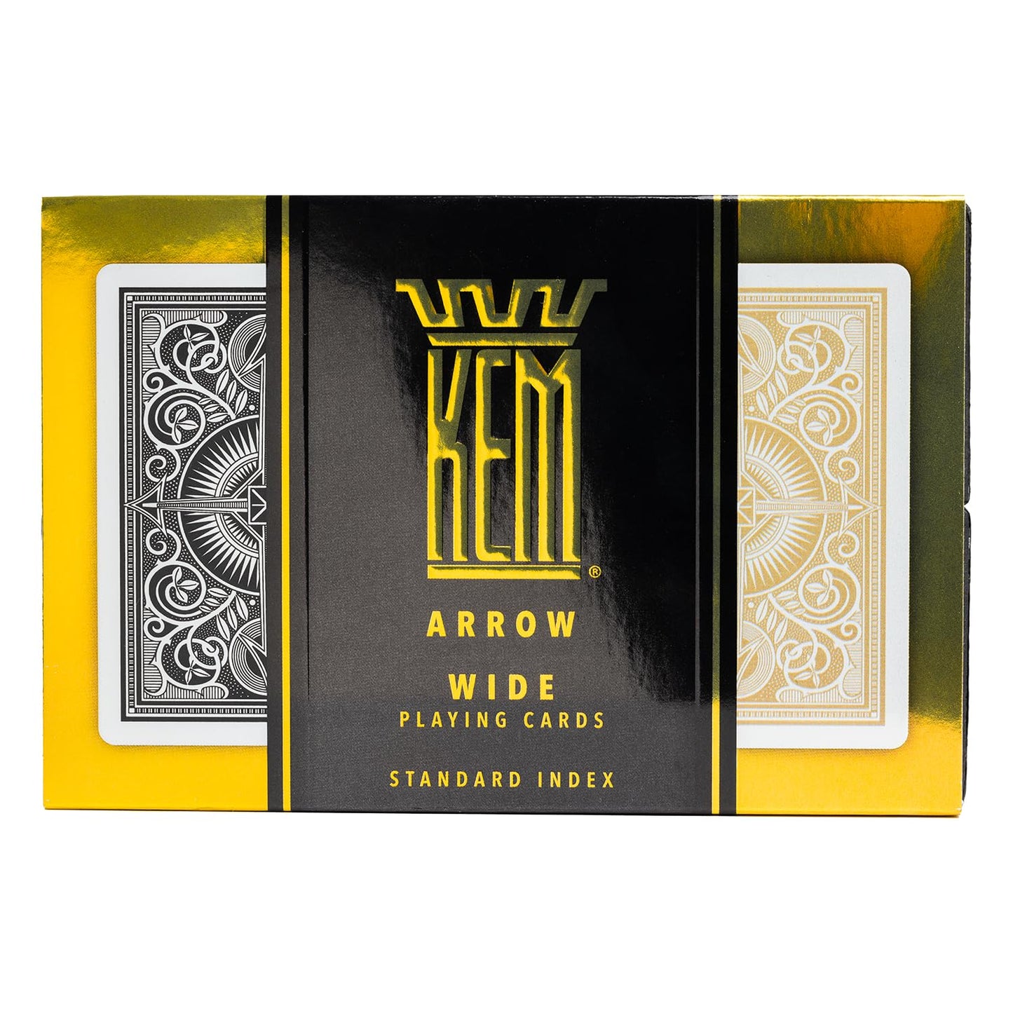 KEM Arrow Black and Gold Playing Cards – 2 Decks, Premium 100% Plastic, Poker Size