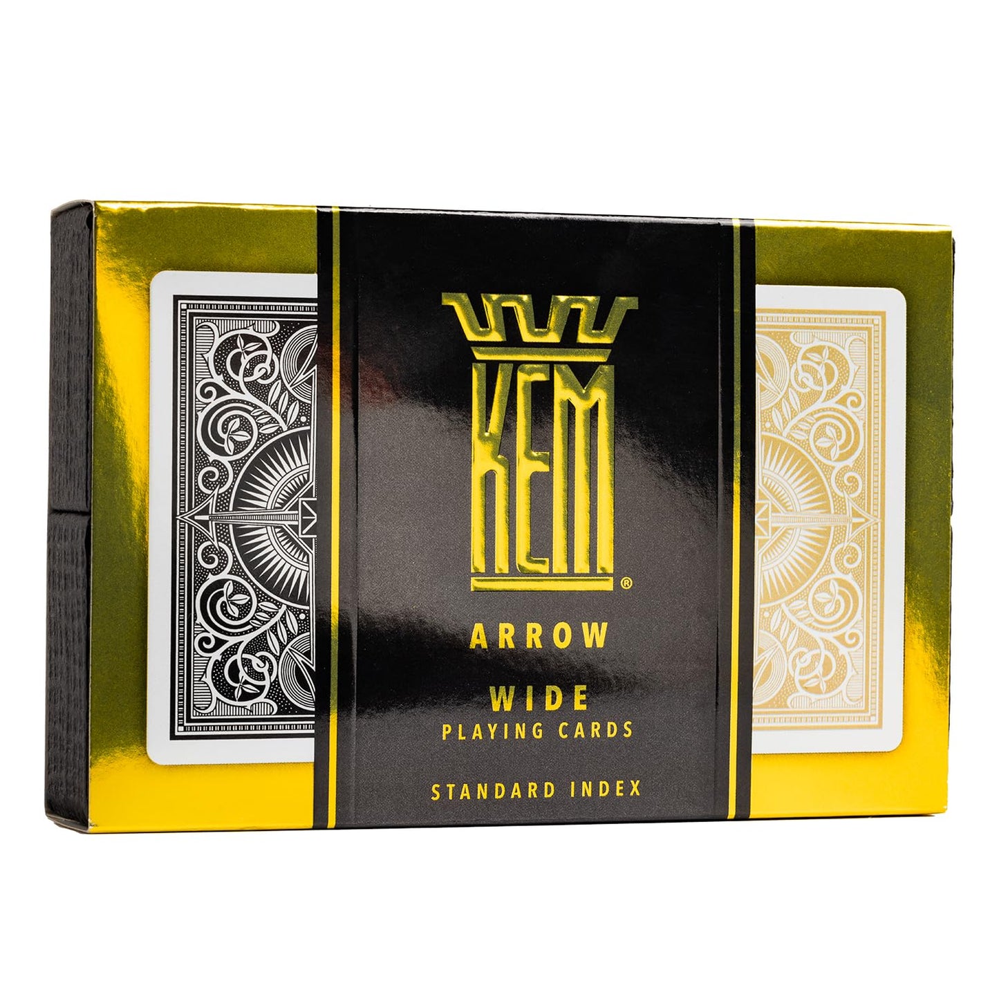 KEM Arrow Black and Gold Playing Cards – 2 Decks, Premium 100% Plastic, Poker Size
