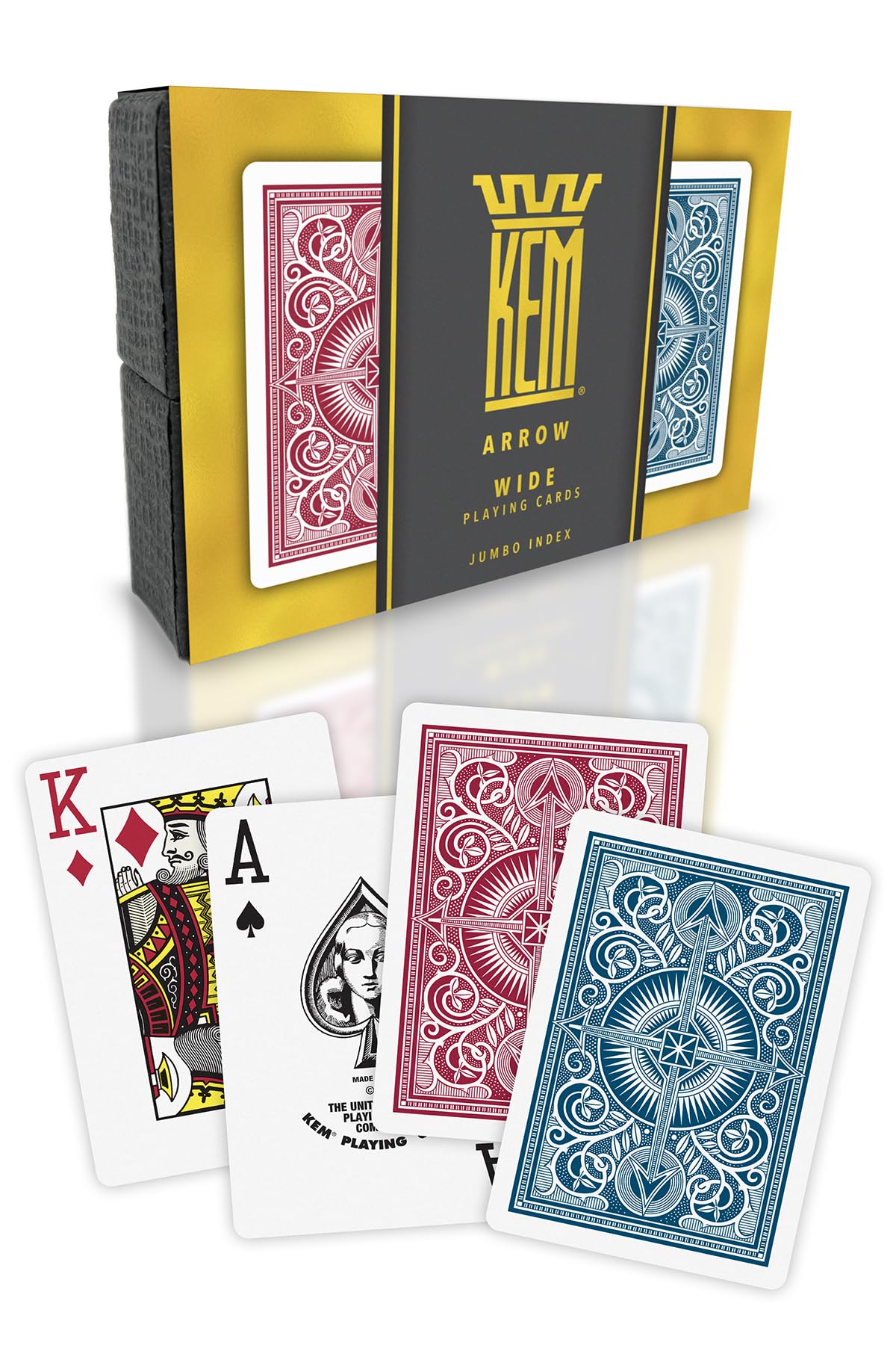 KEM Arrow Red & Blue Plastic Playing Cards – Jumbo Index, Poker Size, Premium Casino Grade (2 Decks)