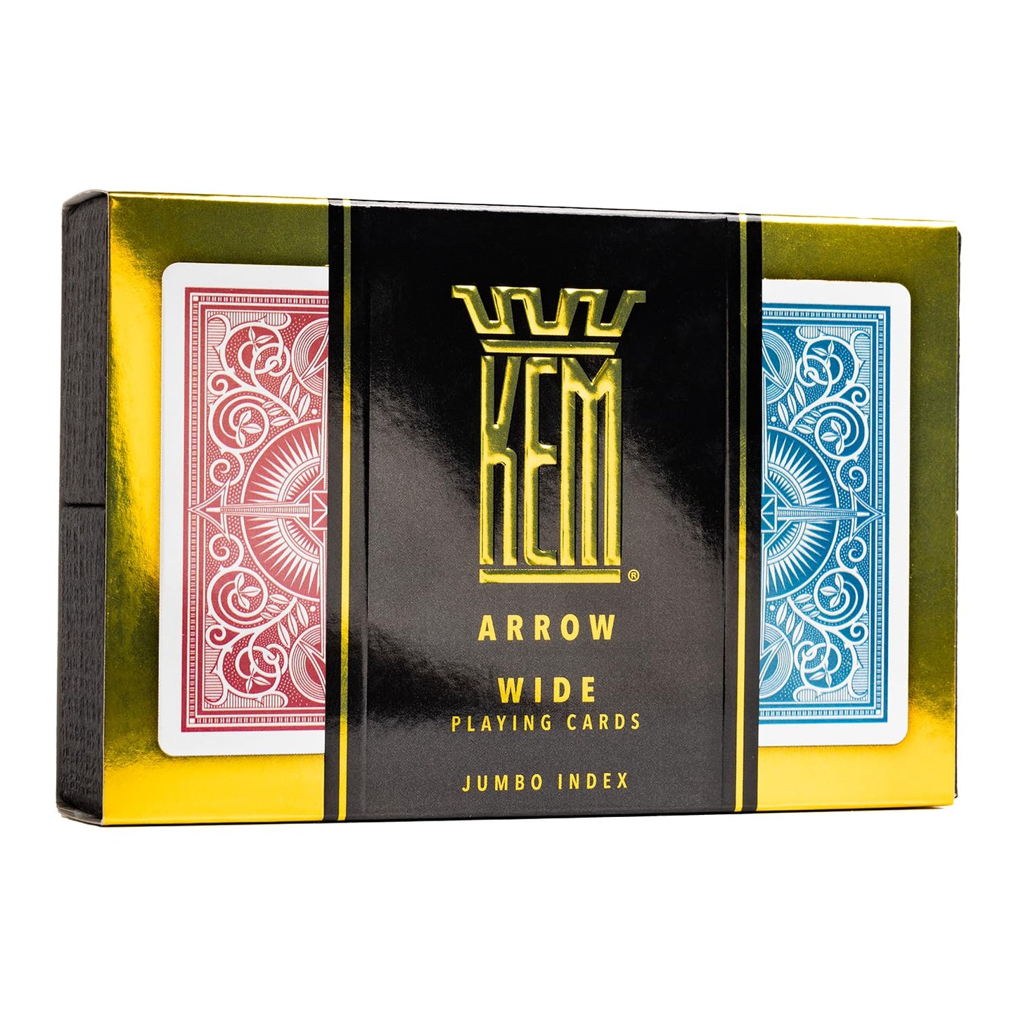 KEM Arrow Red & Blue Plastic Playing Cards – Jumbo Index, Poker Size, Premium Casino Grade (2 Decks)