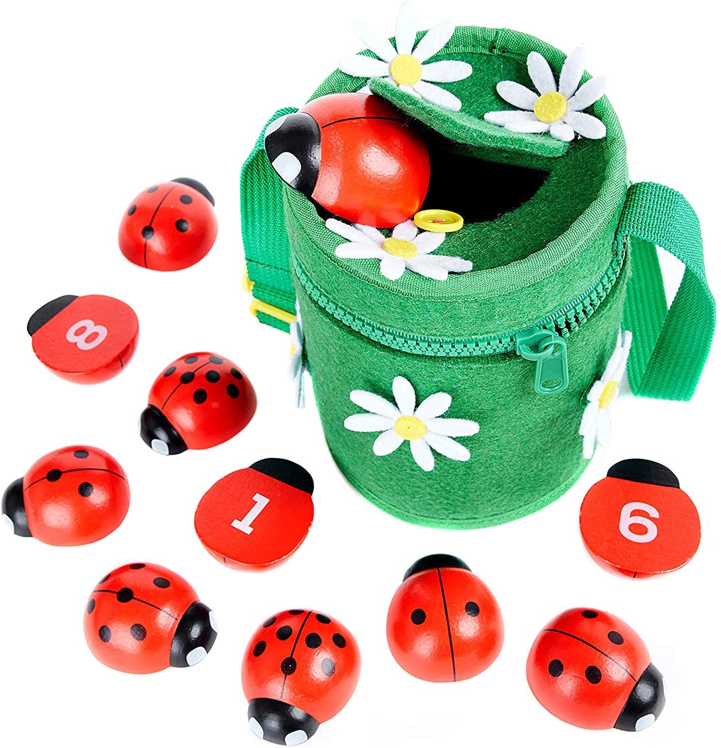 Kenley Counting Ladybugs – Montessori Wooden Counting Toy for Toddlers & Preschool | Number Matching & Fine Motor Skills
