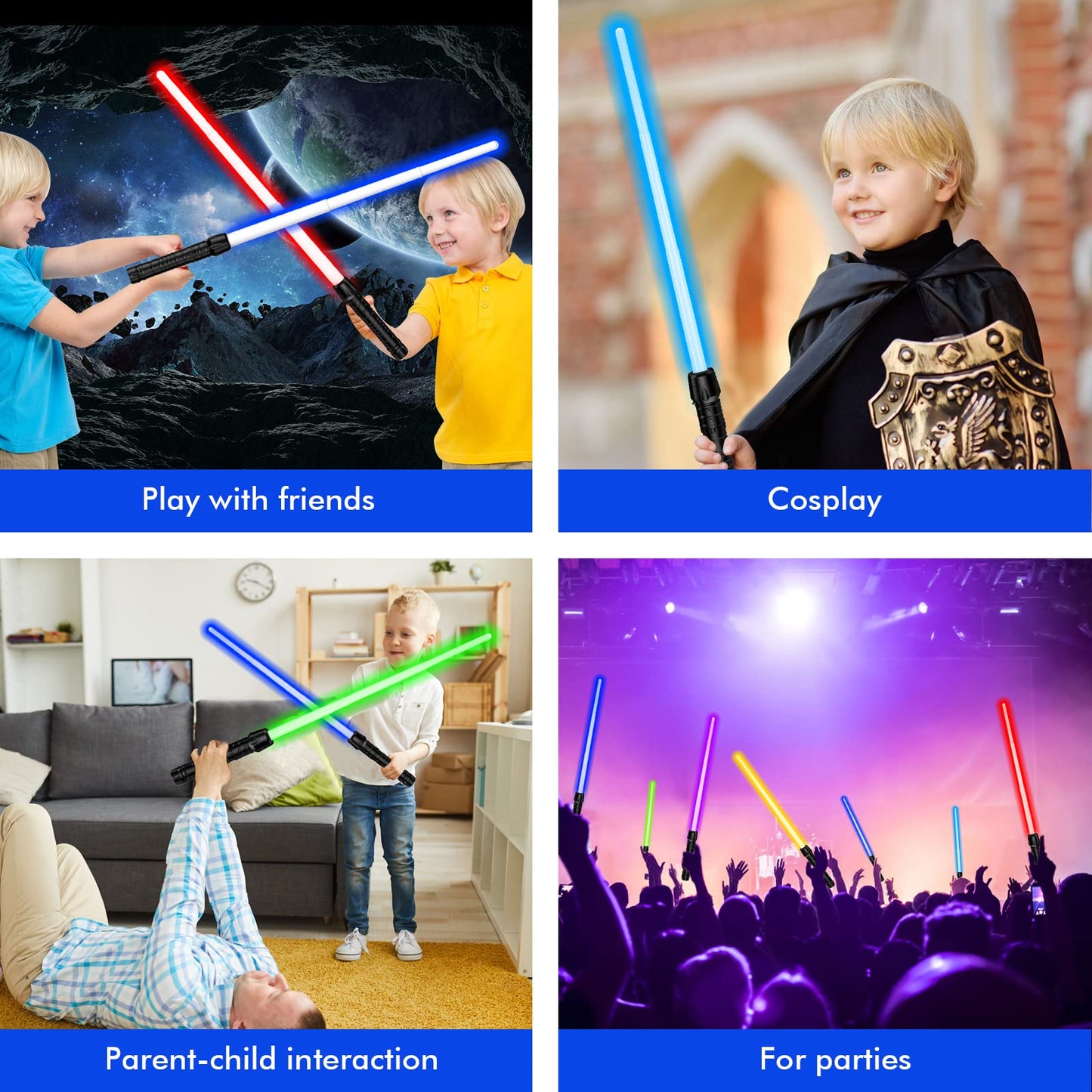 Kenpora Light Sabers for Kids – Extendable, Motion FX Sound, 7 Colors