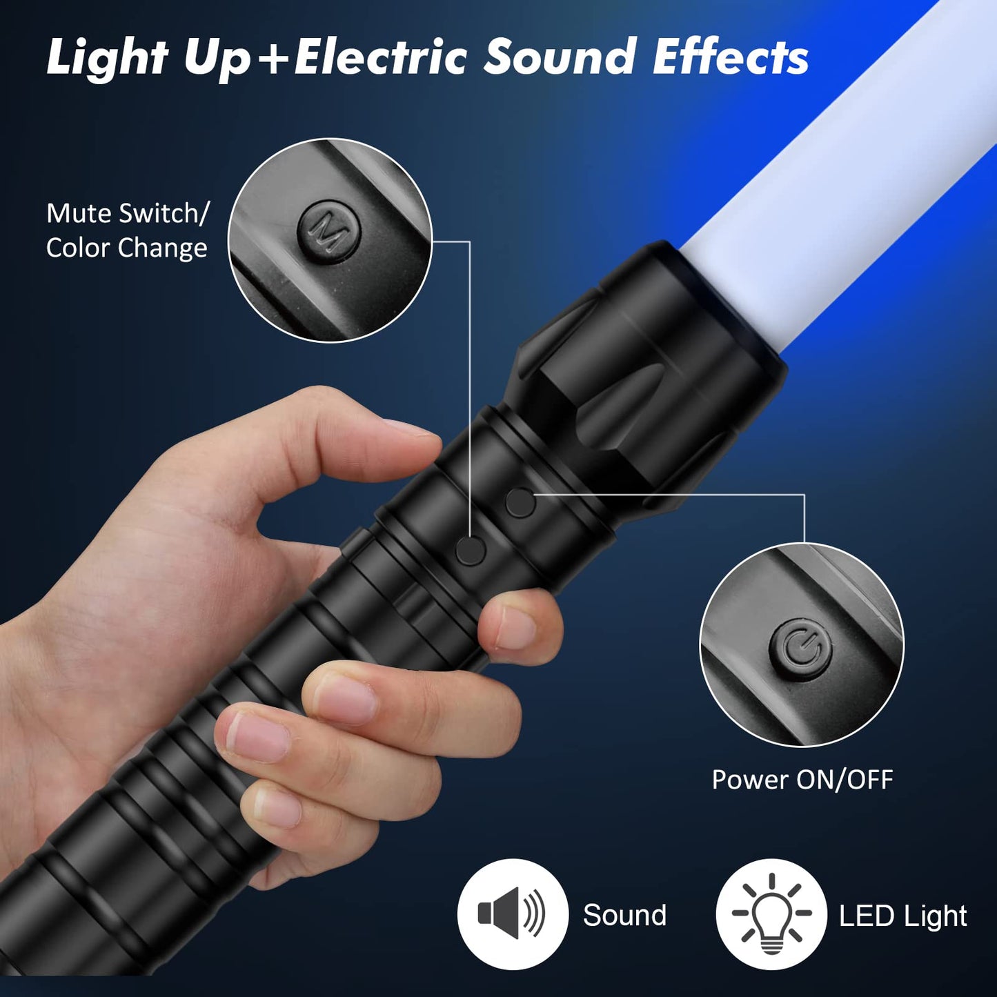 Kenpora Light Sabers for Kids – Extendable, Motion FX Sound, 7 Colors