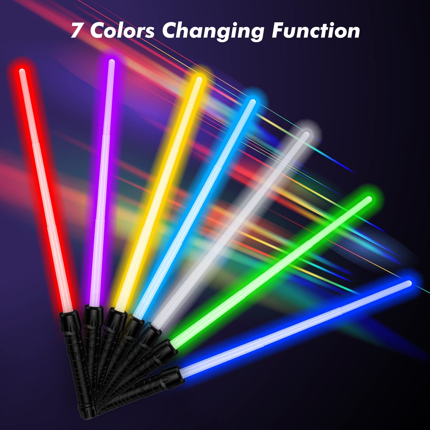 Kenpora Light Sabers for Kids – Extendable, Motion FX Sound, 7 Colors