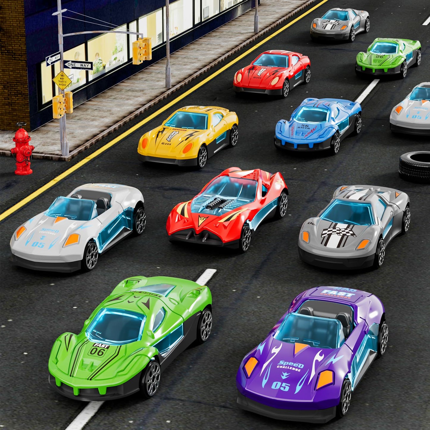 Kenthoris Transport Truck with 24 Die-Cast Cars – 78-Inch Race Track Toy for 2–7 Year Olds