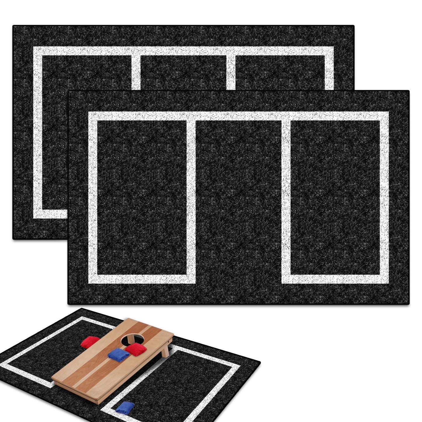 KEOHOLI 2-Pack Cornhole Mats 5 x 8 ft – Non-Slip Pitch Pads for Grass