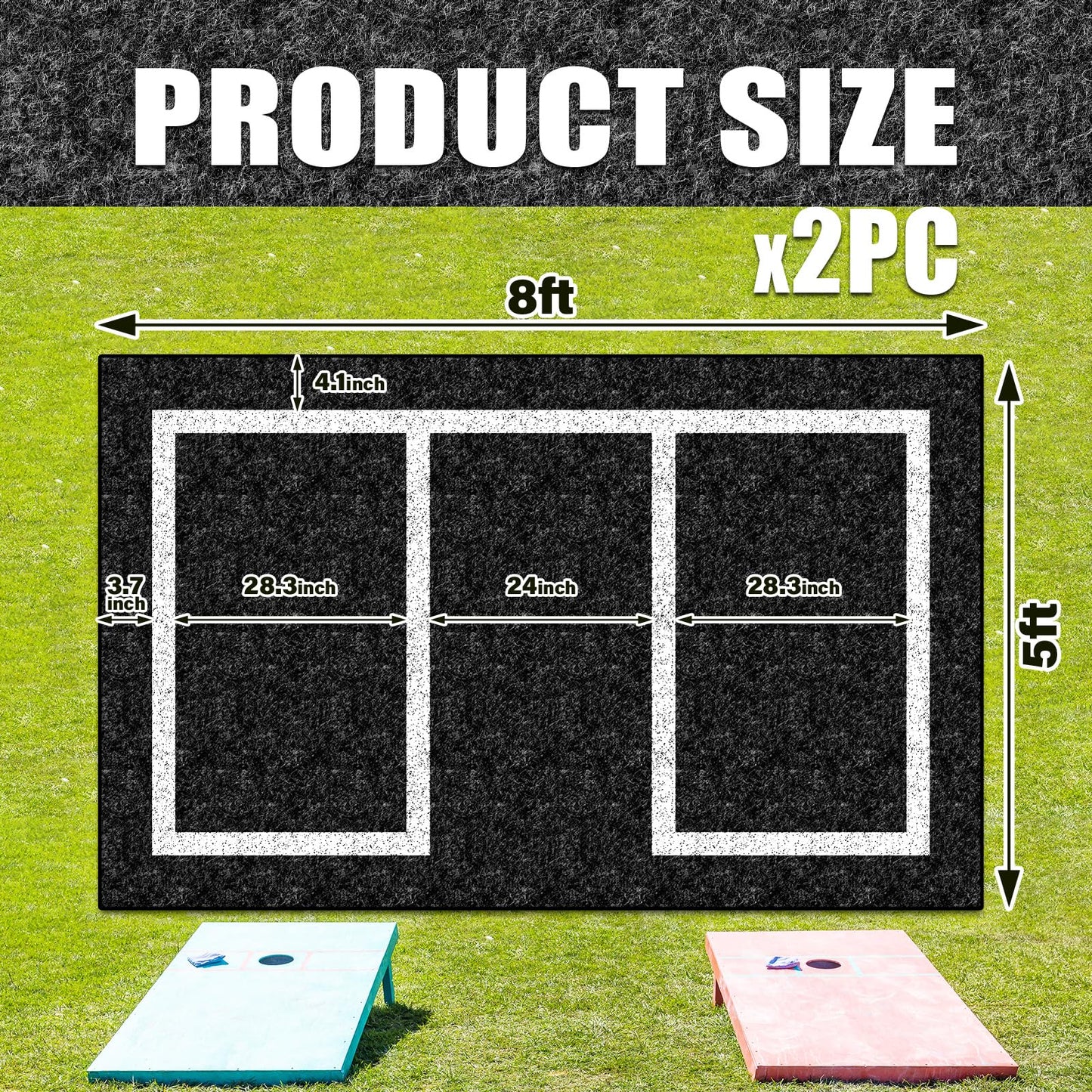 KEOHOLI 2-Pack Cornhole Mats 5 x 8 ft – Non-Slip Pitch Pads for Grass