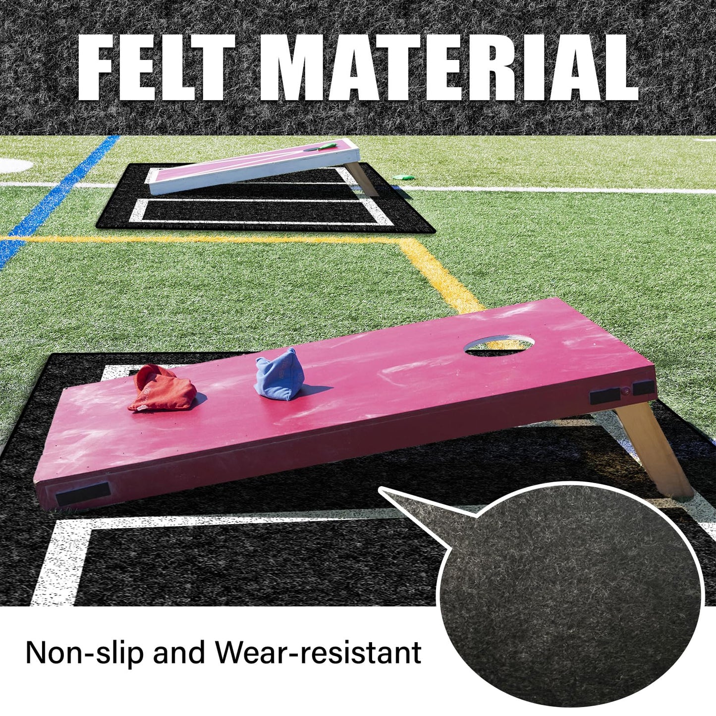 KEOHOLI 2-Pack Cornhole Mats 5 x 8 ft – Non-Slip Pitch Pads for Grass