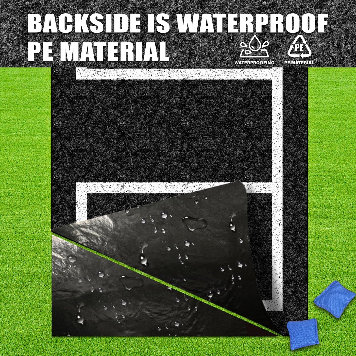KEOHOLI 2-Pack Cornhole Mats 5 x 8 ft – Non-Slip Pitch Pads for Grass