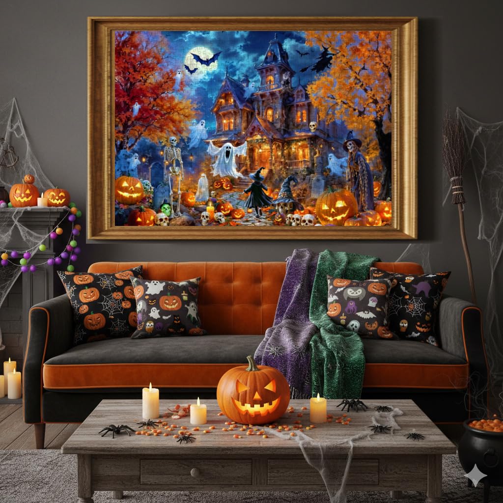 Kepovin Halloween Night 1000-Piece Jigsaw Puzzle – Haunted House & Spooky Night Sky